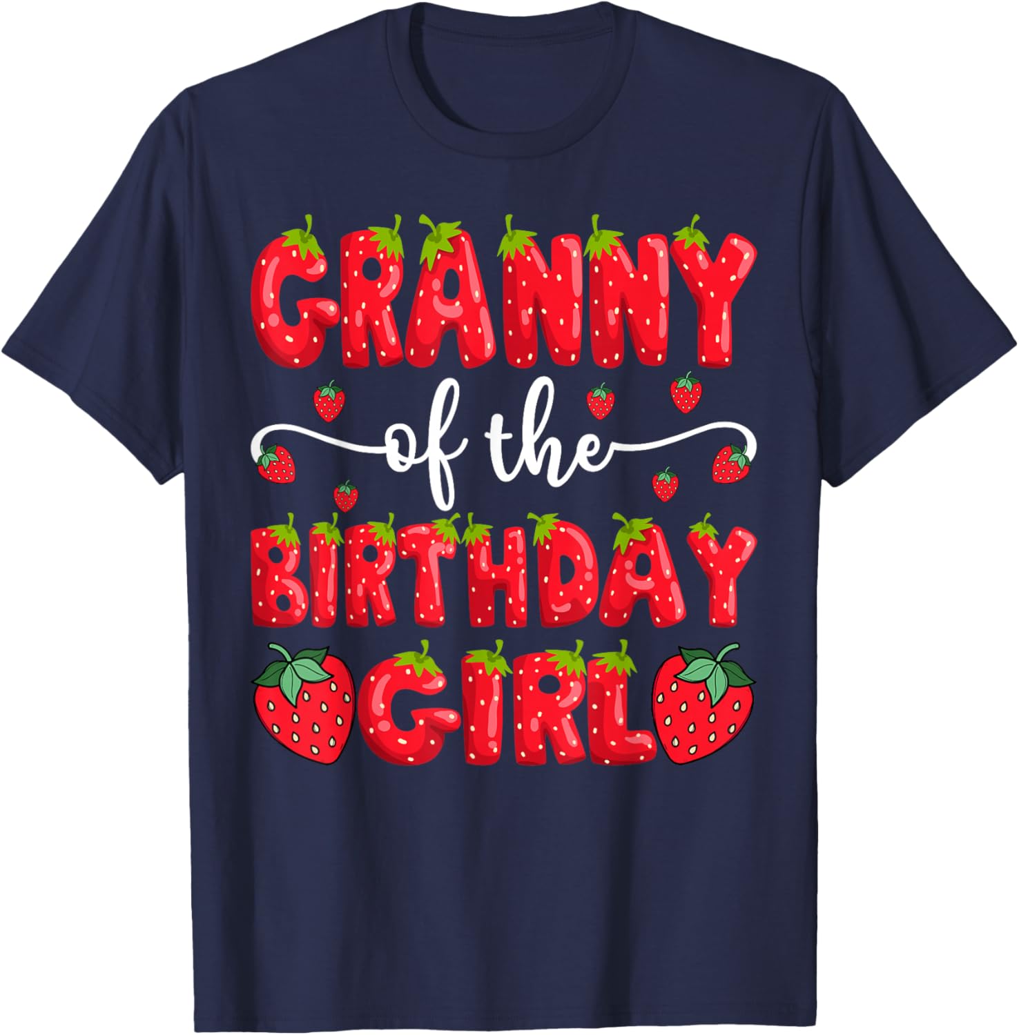 Adorable Granny of the Birthday Girl Strawberry Matching T-Shirt - 2