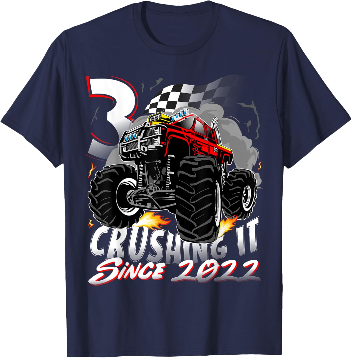 Cool Monster Truck Birthday T-Shirt for 3 Year Old Boys Born 2022 - 14