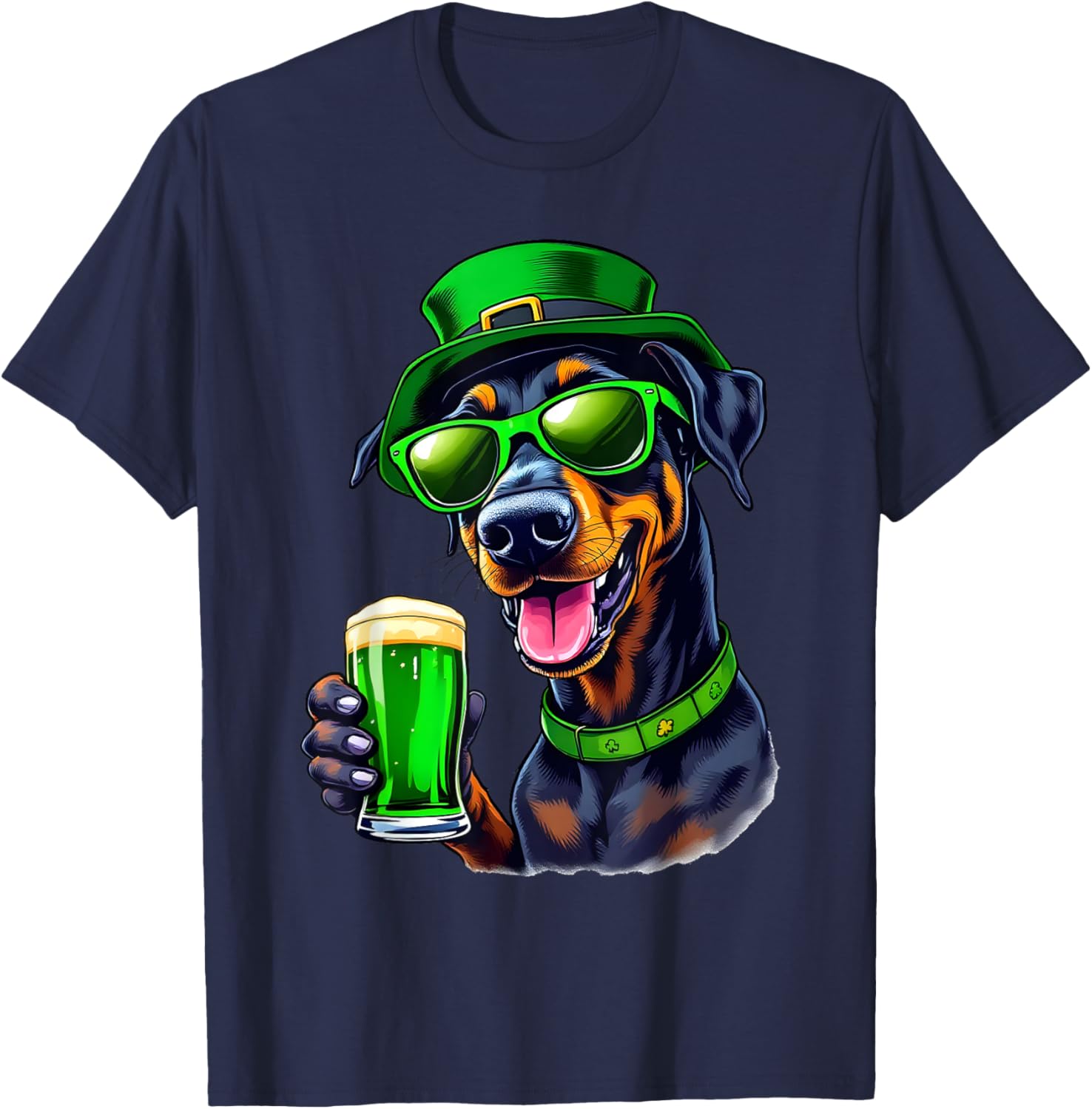 Adorable Doberman St. Patrick's Day Beer T-Shirt for Dogs - Festive Pet Wear - 1