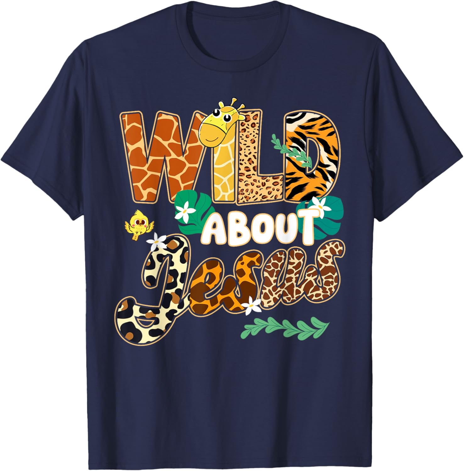 Wild About Jesus Kids T-Shirt with Fun Leopard Zebra Print Design - 18