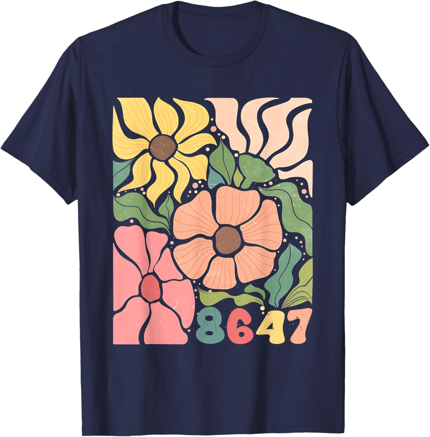 Boho Style Floral T-Shirt with Subtle Anti Trump Design for Women - 22