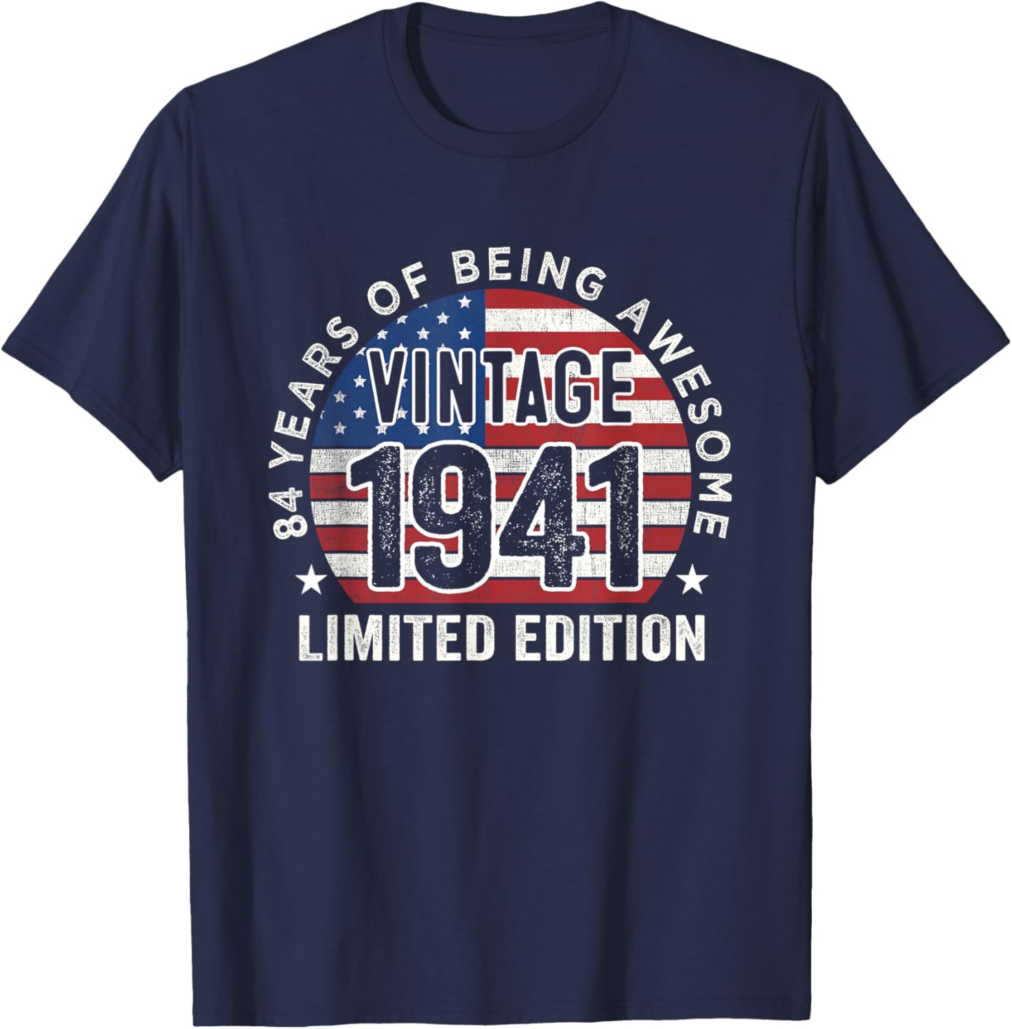 Vintage 1941 84th Birthday T-Shirt for Men with USA Flag Design - 16