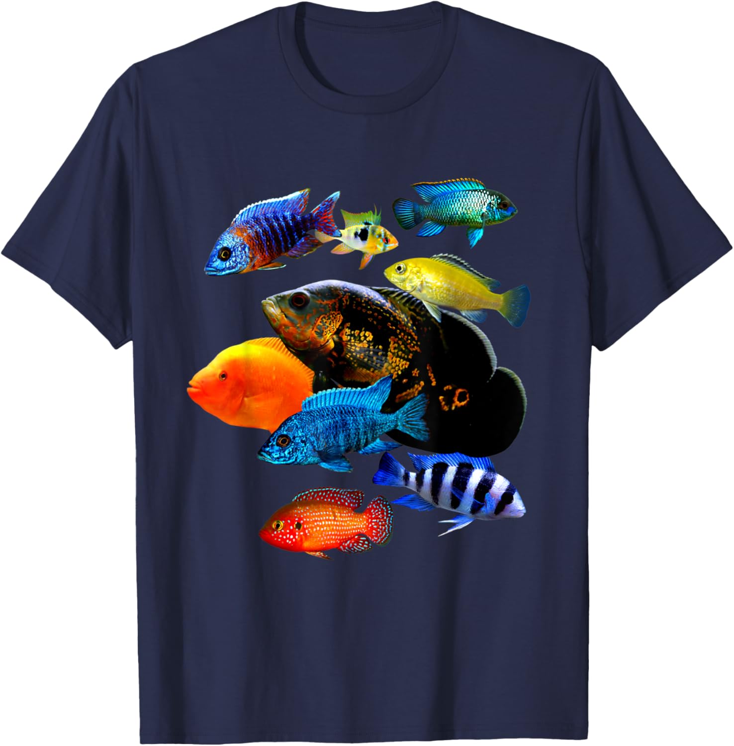 Cichlid Lover T-Shirt Frontosa Ram & Mbuna Cichlid Fish Design - 16