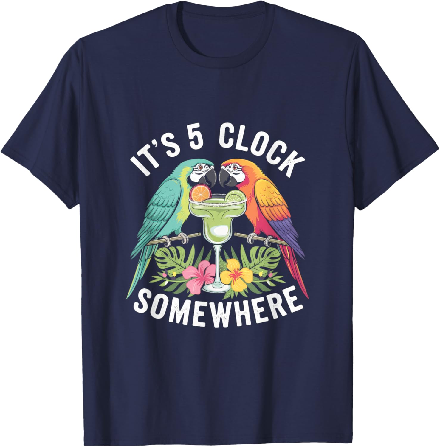 Tropical Vacation T-Shirt It's 5 O'clock Somewhere Fun Summer Tee - 2