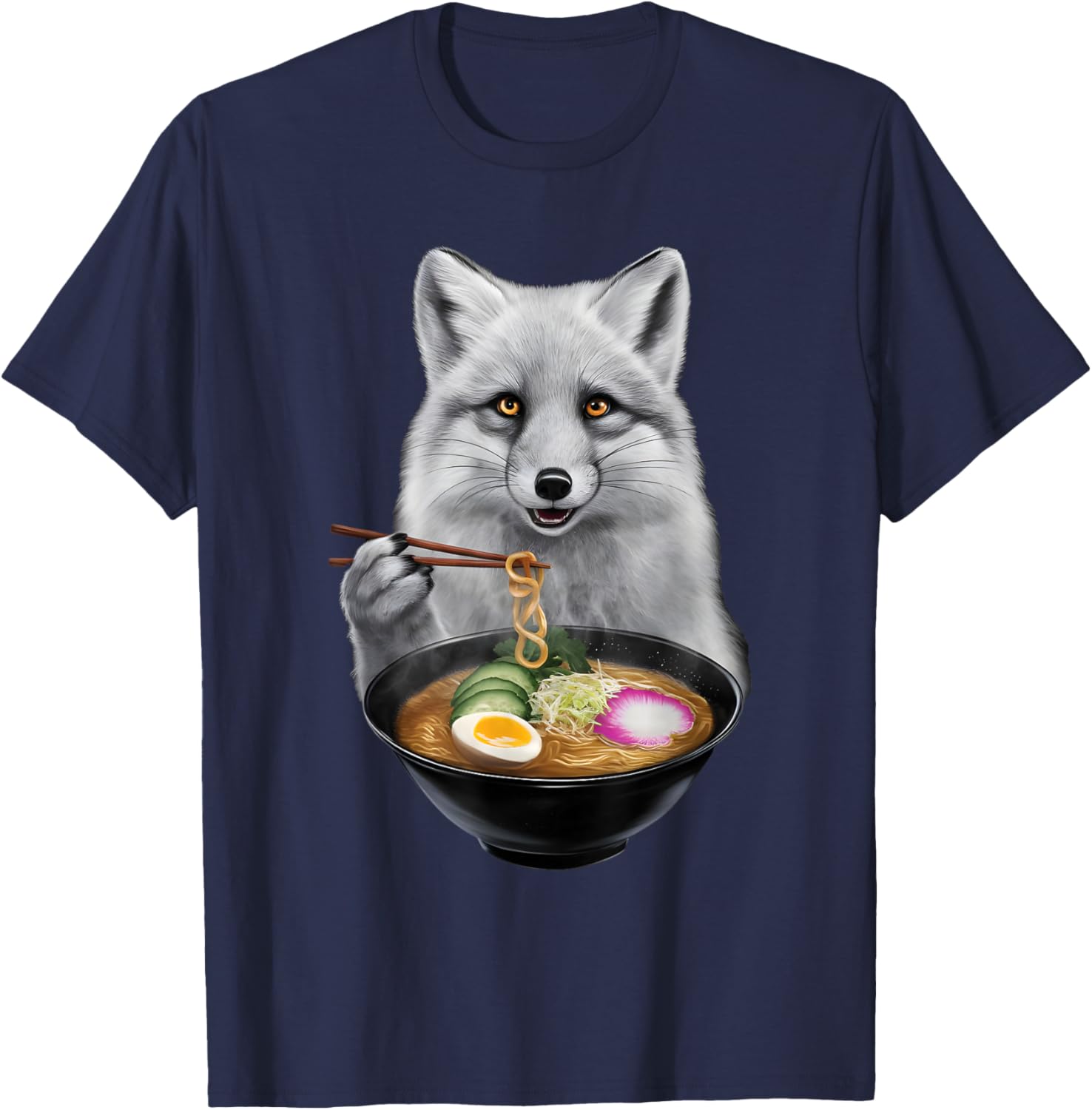 Arctic Fox Enjoying Ramen T-Shirt Fun and Unique Apparel for Animal Lovers - 3