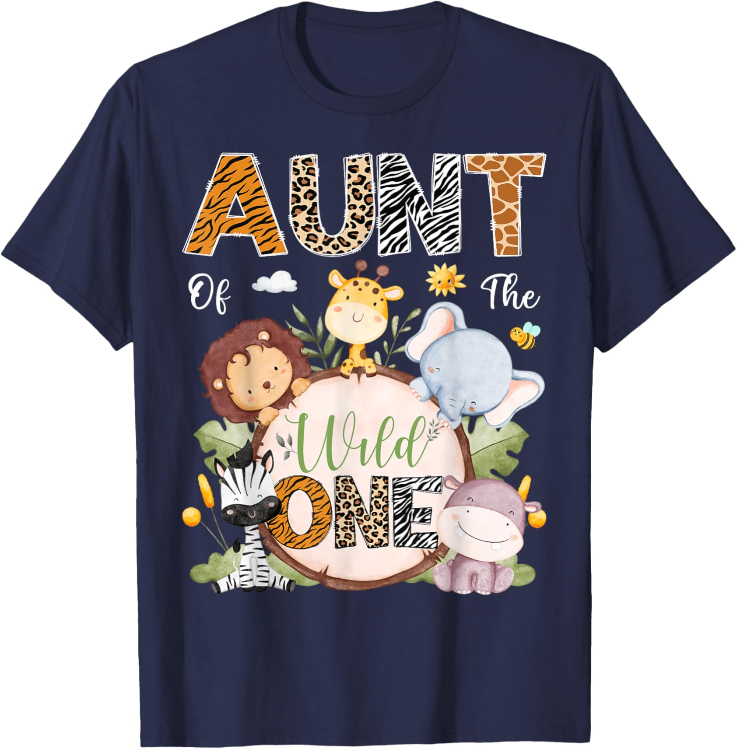 Aunt of the Wild One First Birthday Safari Animals T-Shirt for Kids - 5