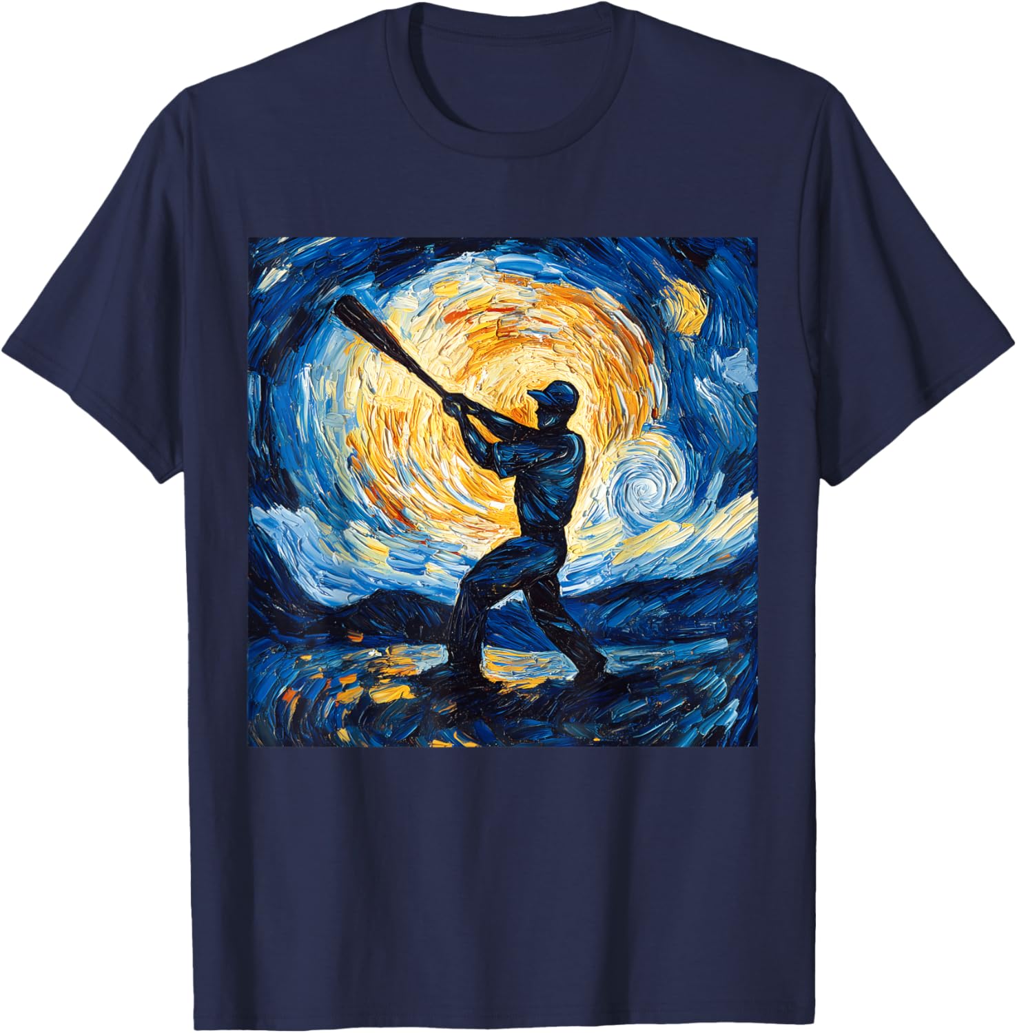 Van Gogh Starry Night Baseball Player T-Shirt for Art and Sports Lovers - 23