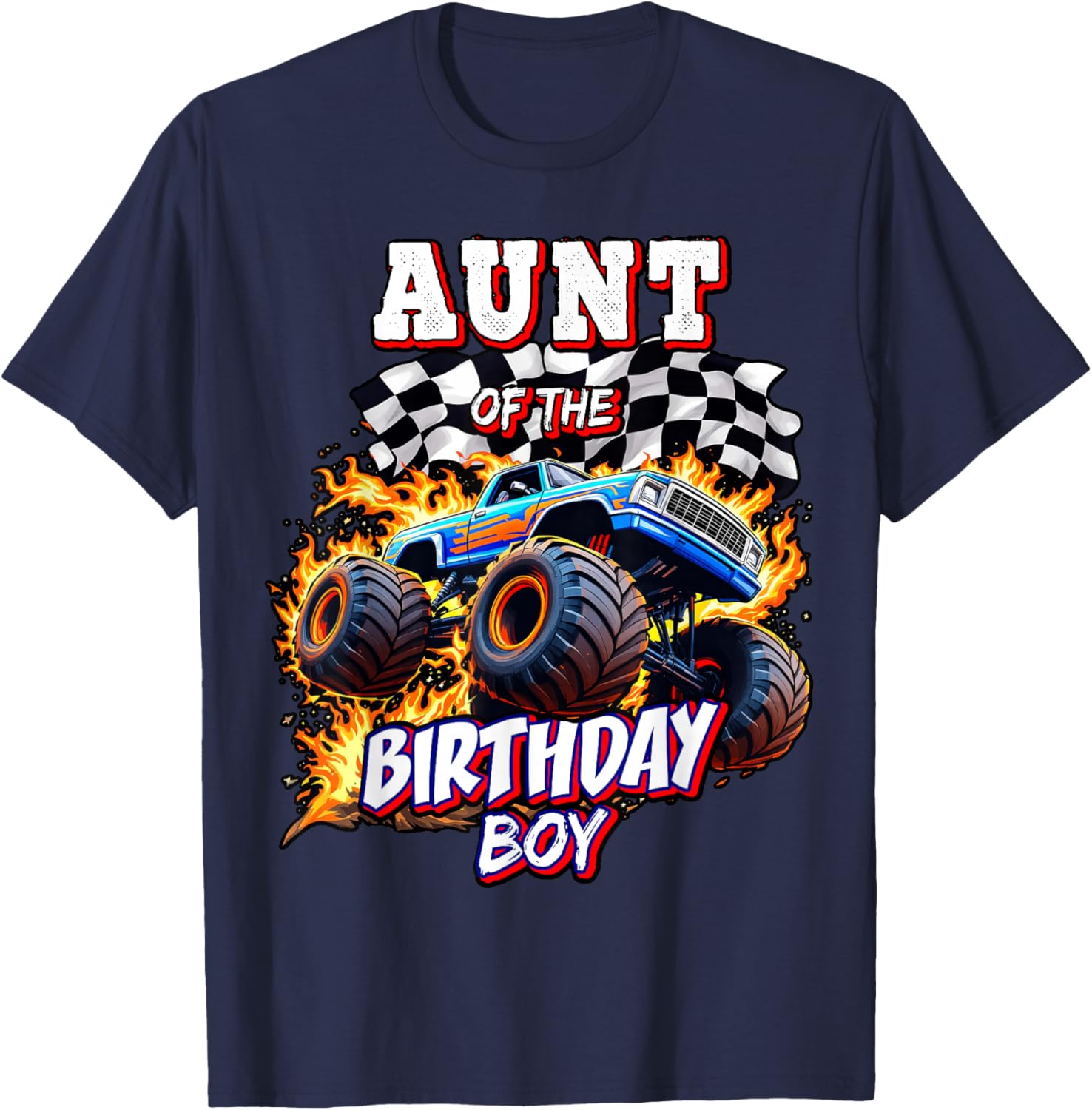 Monster Truck Birthday Party T-Shirt for Aunt of the Birthday Boy - 5