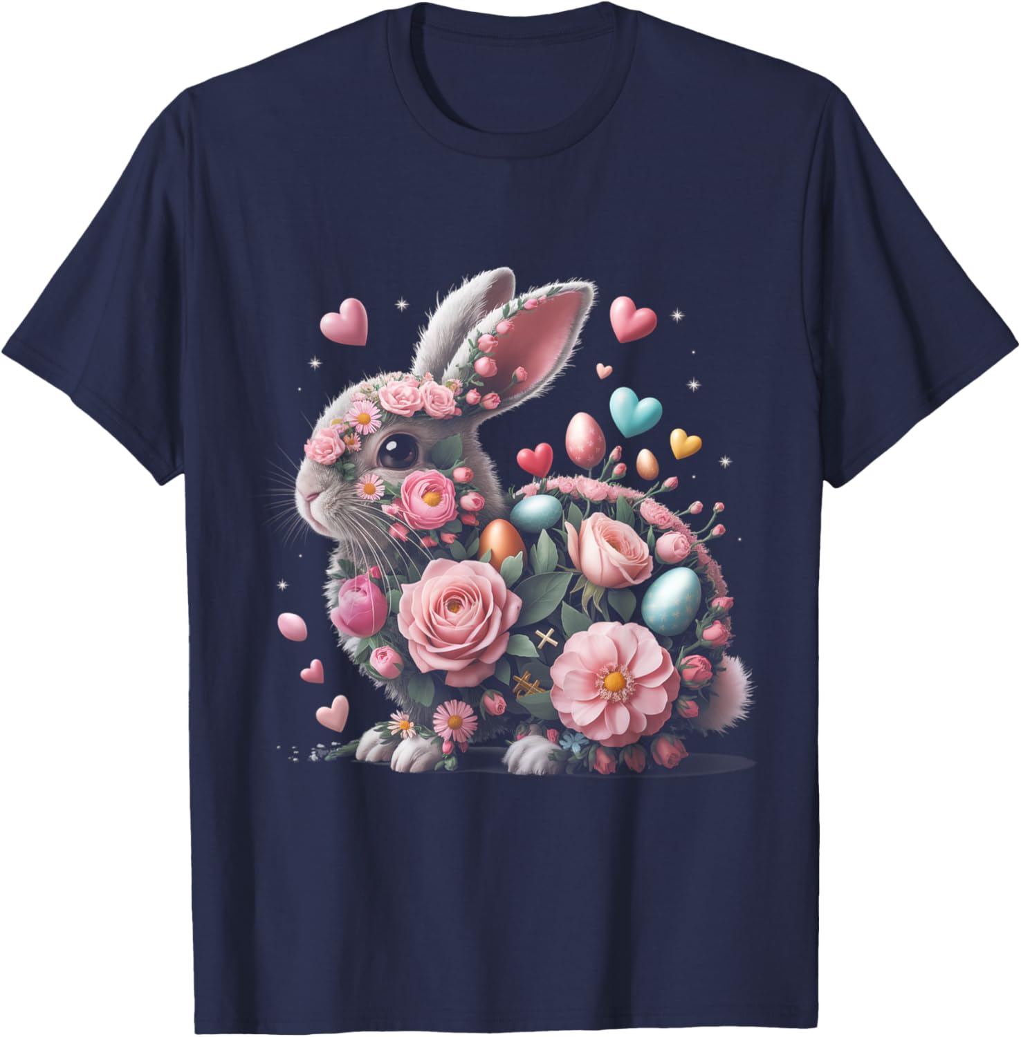 Whimsical Floral Easter Bunny Spring Aesthetic T-Shirt for Fun Celebrations - 5