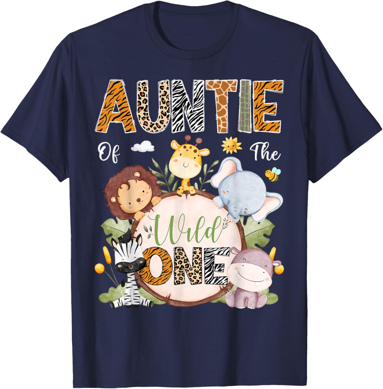 Auntie Of The Wild One 1st Birthday Safari Jungle Animals T-Shirt - 13