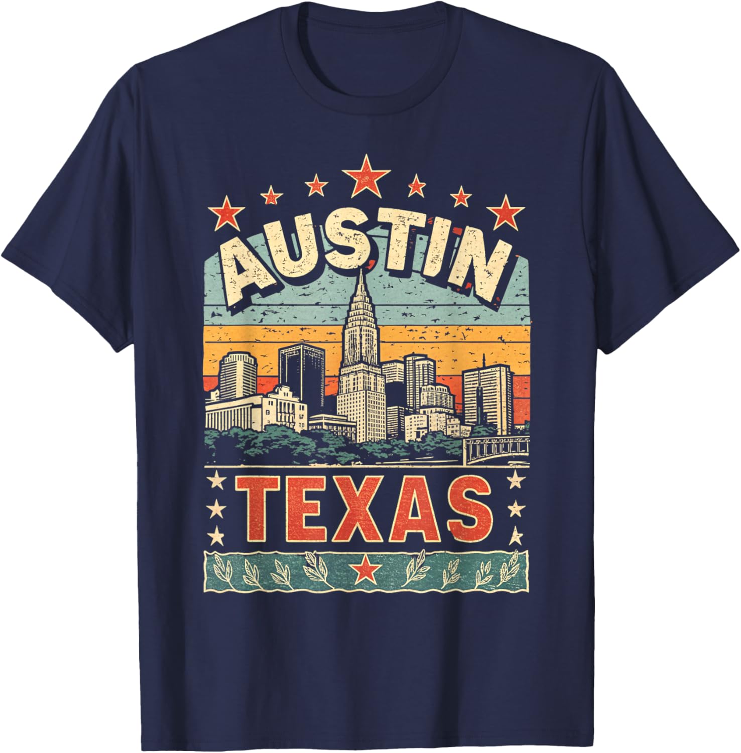 Austin Texas Skyline Vintage Graphic T-Shirt for City Lovers - 8