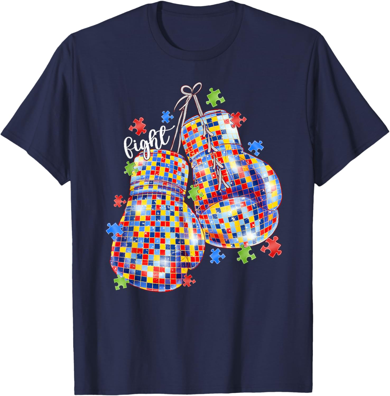Autism Awareness Puzzle Piece Boxing Gloves T-Shirt for All Ages - 4