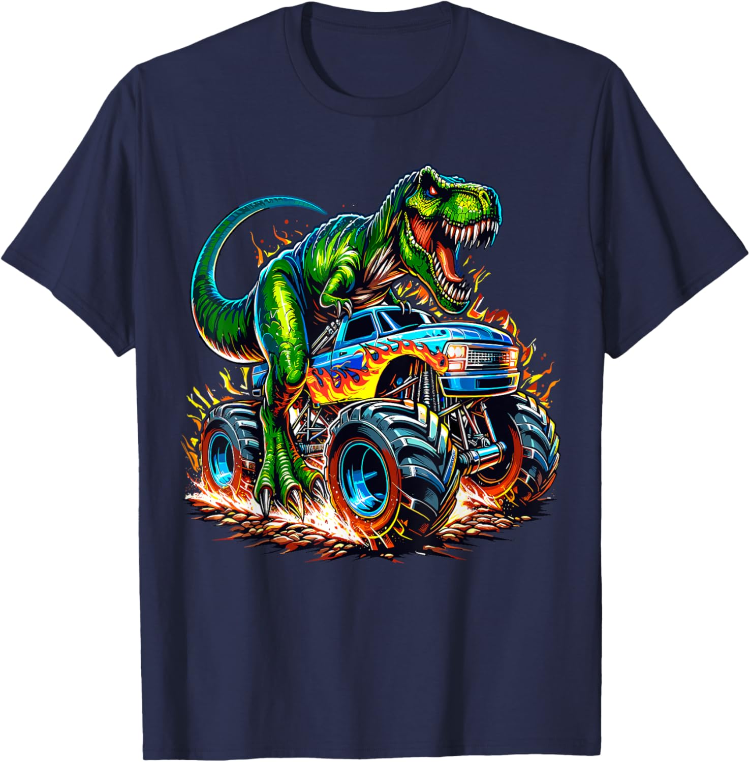 Monster Truck Dinosaur Birthday Party T-Shirt for Kids Fun Celebration - 11