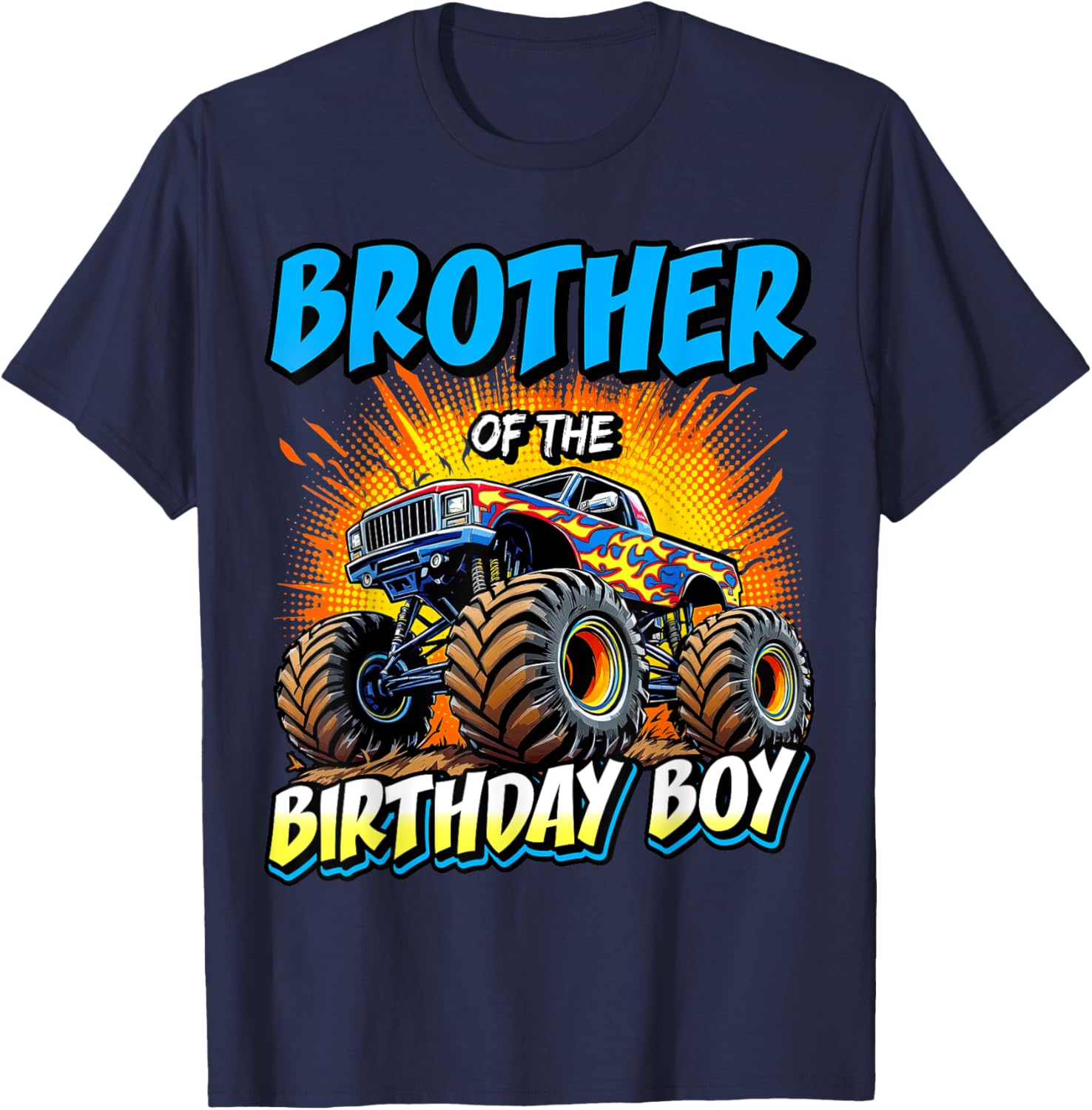 Brother of the Birthday Boy Monster Truck T-Shirt for Fun Celebrations - 8