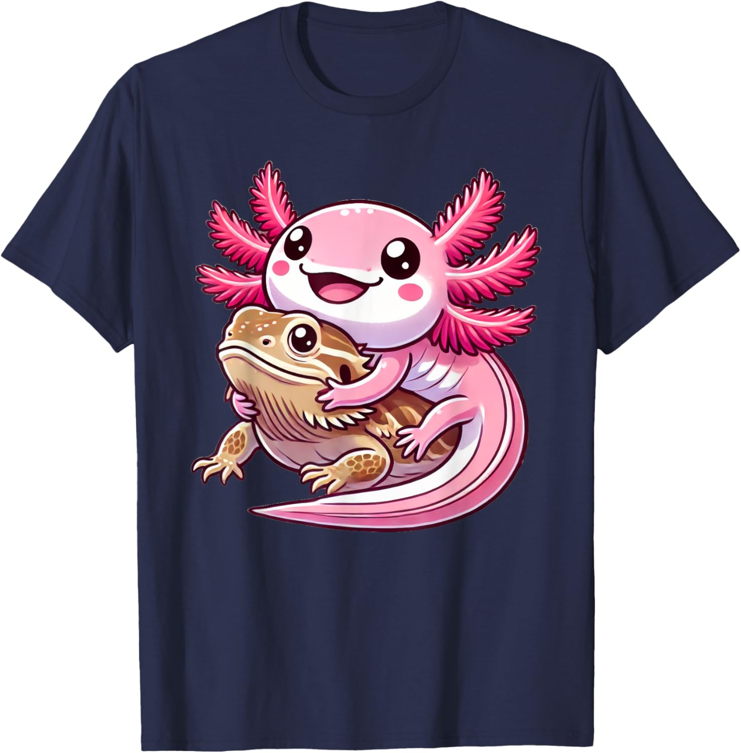 Adorable Axolotl Hugging Bearded Dragon T-Shirt for Animal Lovers - 8