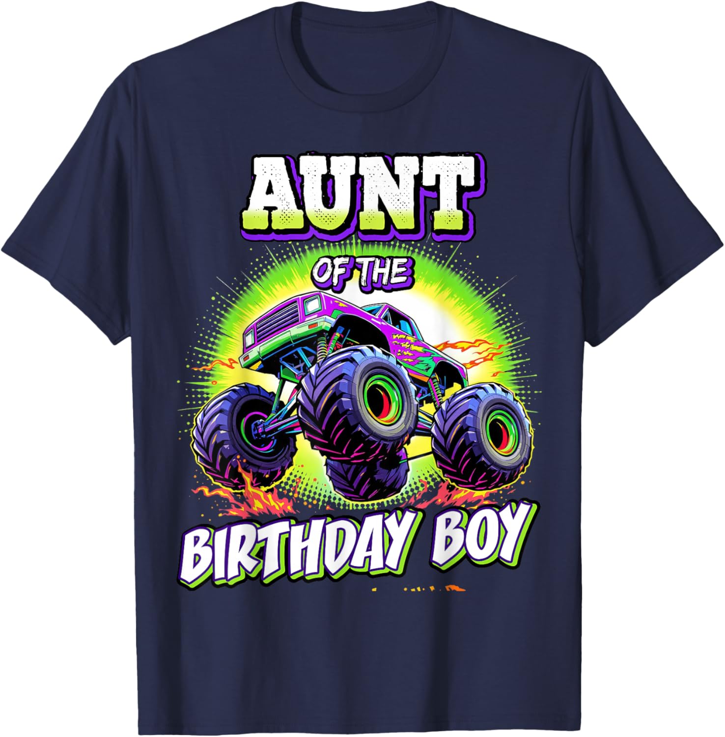Aunt of the Birthday Boy Monster Truck T-Shirt for Fun Birthday Parties - 10