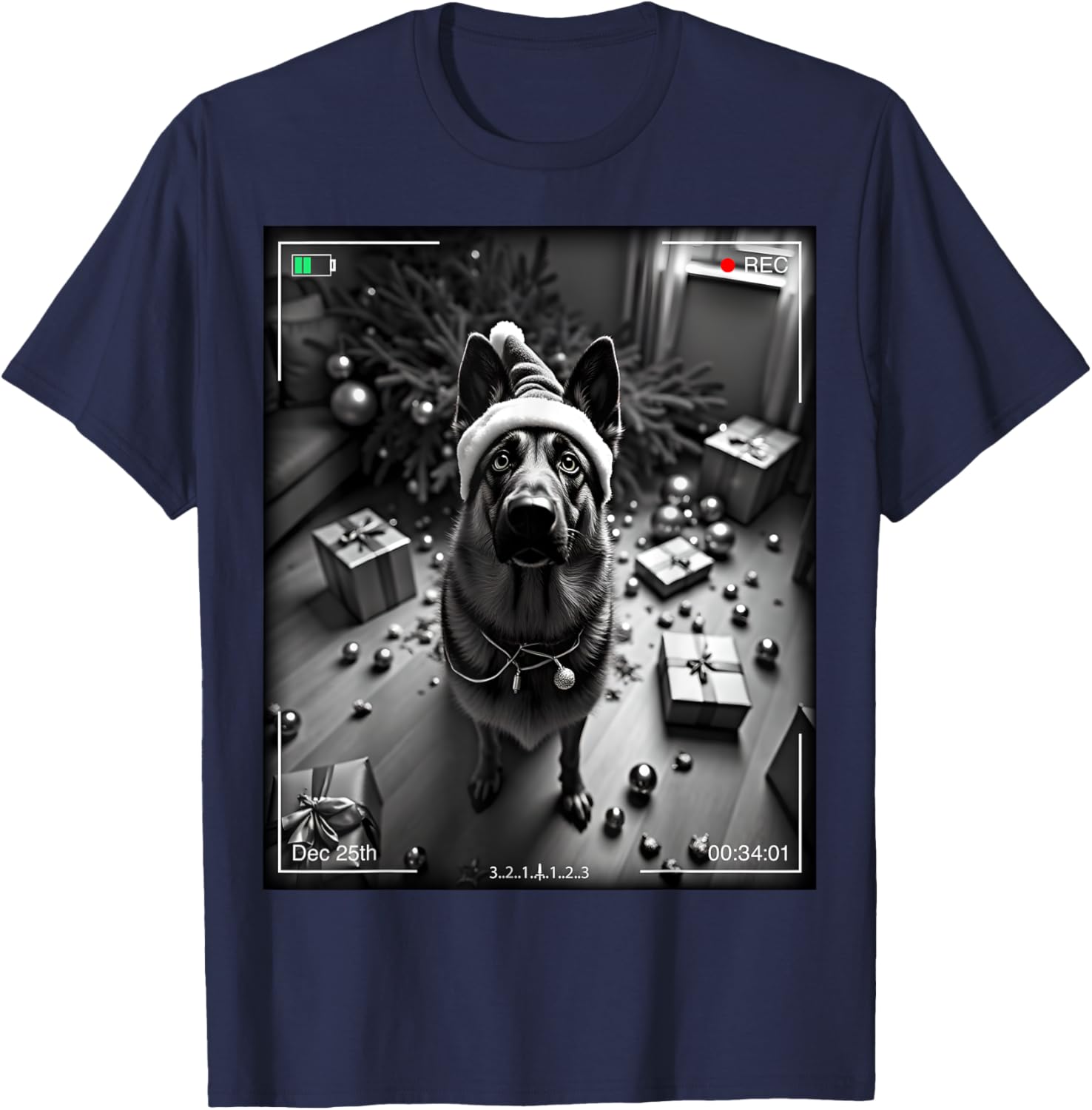 Christmas German Shepherd Caught on Camera T-Shirt for Dog Lovers - 2