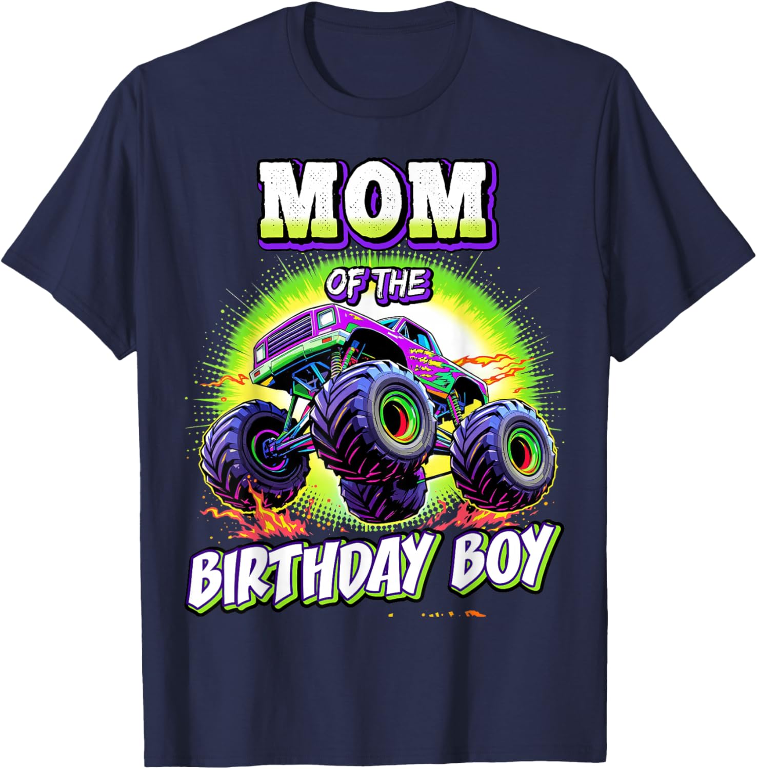 Mom of the Birthday Boy Monster Truck T-Shirt for Fun Celebrations - 10