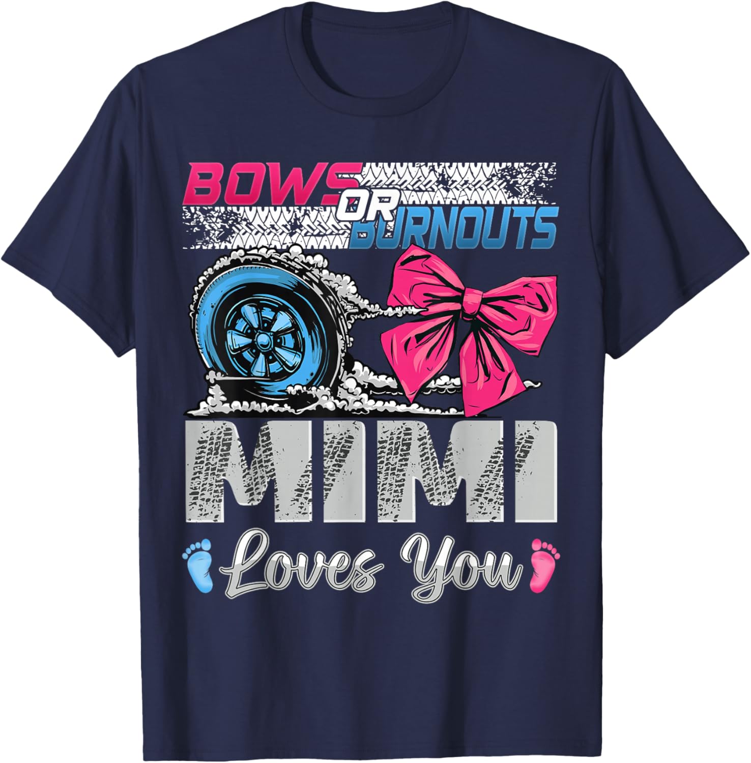 Burnouts or Bows Mimi Loves You Gender Reveal Party T-Shirt for Kids - 4
