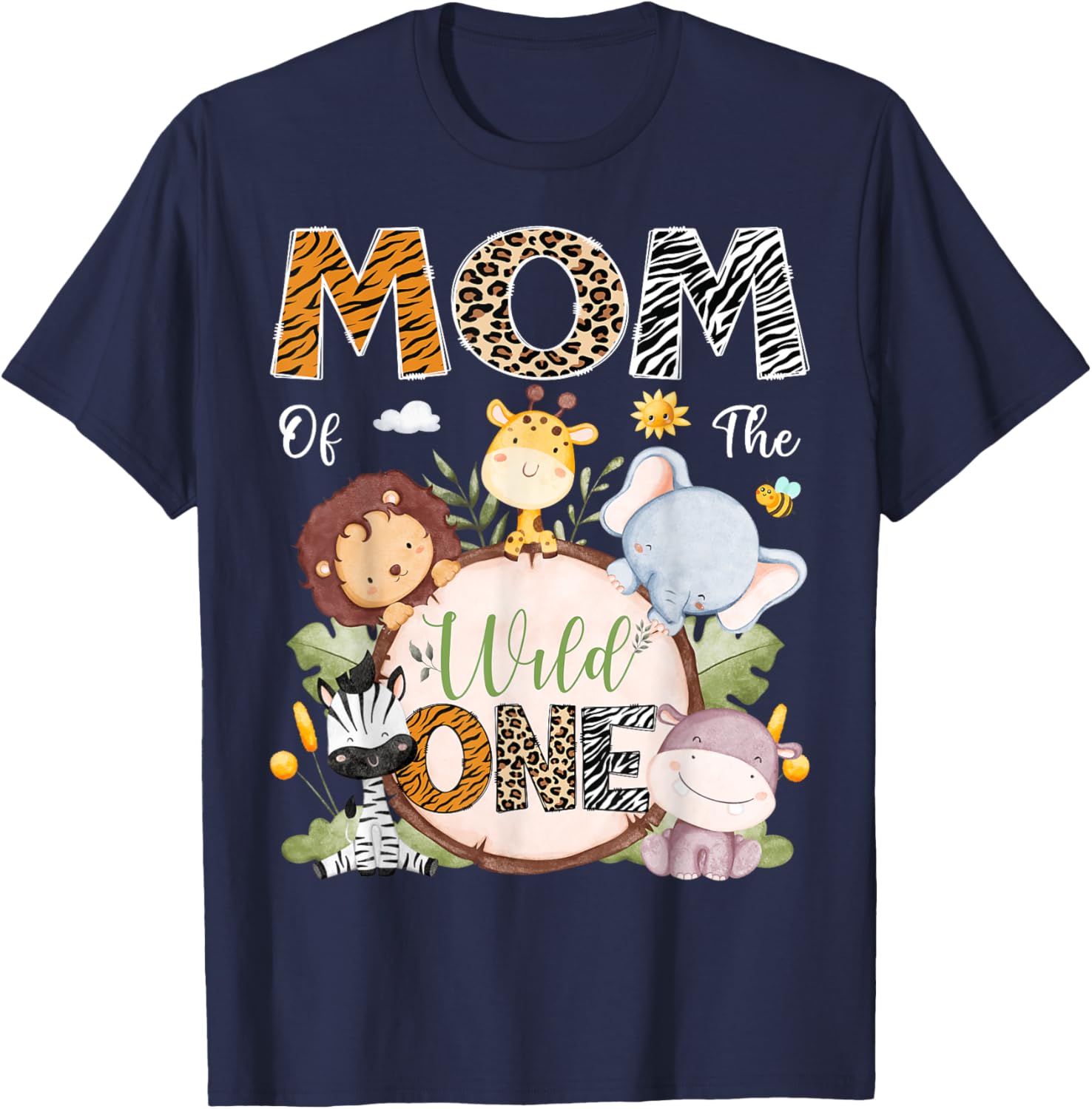 Mom Of The Wild One 1st Birthday Safari Jungle Animals T-Shirt - 16