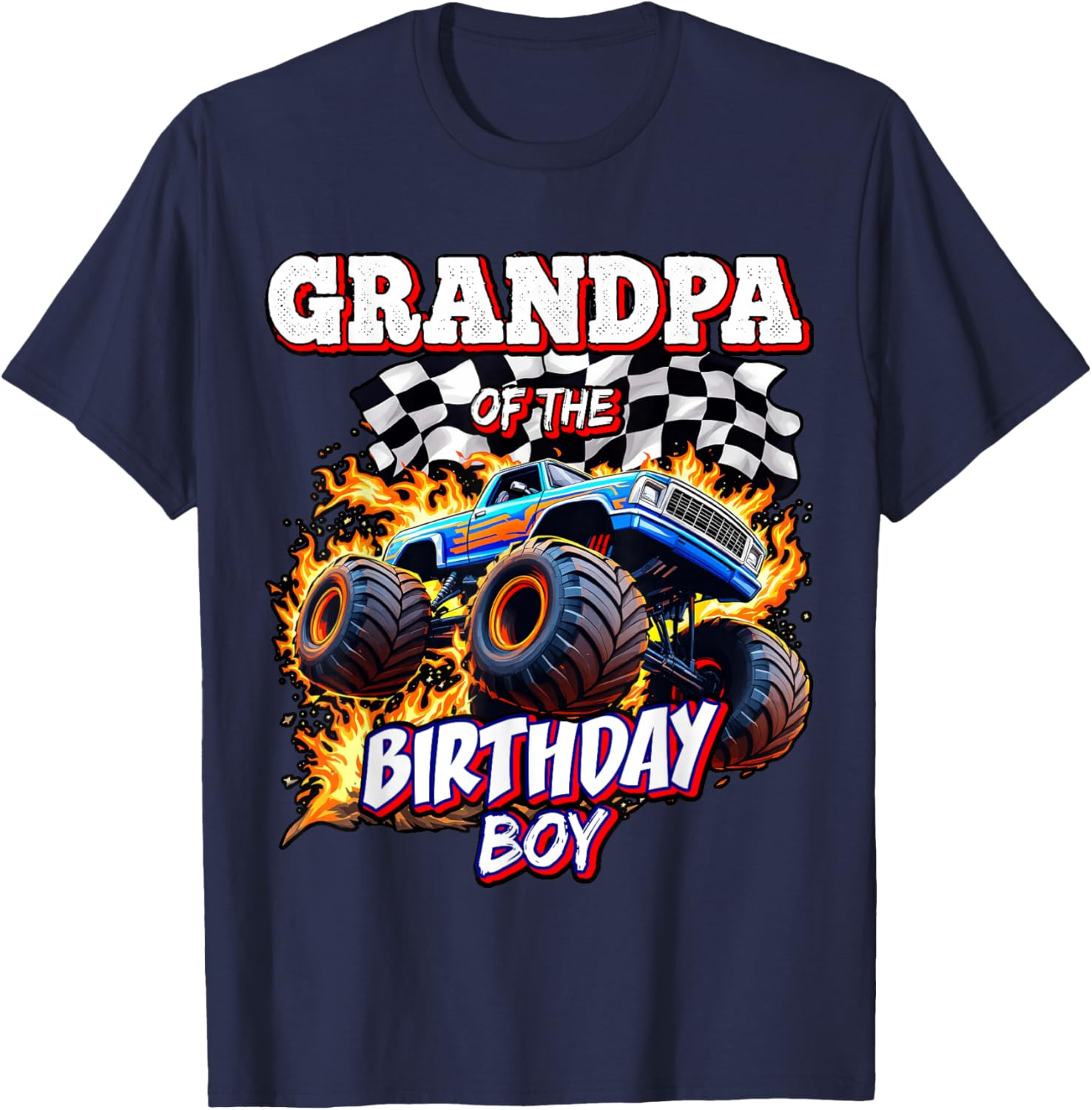 Grandpa of the Birthday Boy Monster Truck T-Shirt for Fun Celebrations - 5