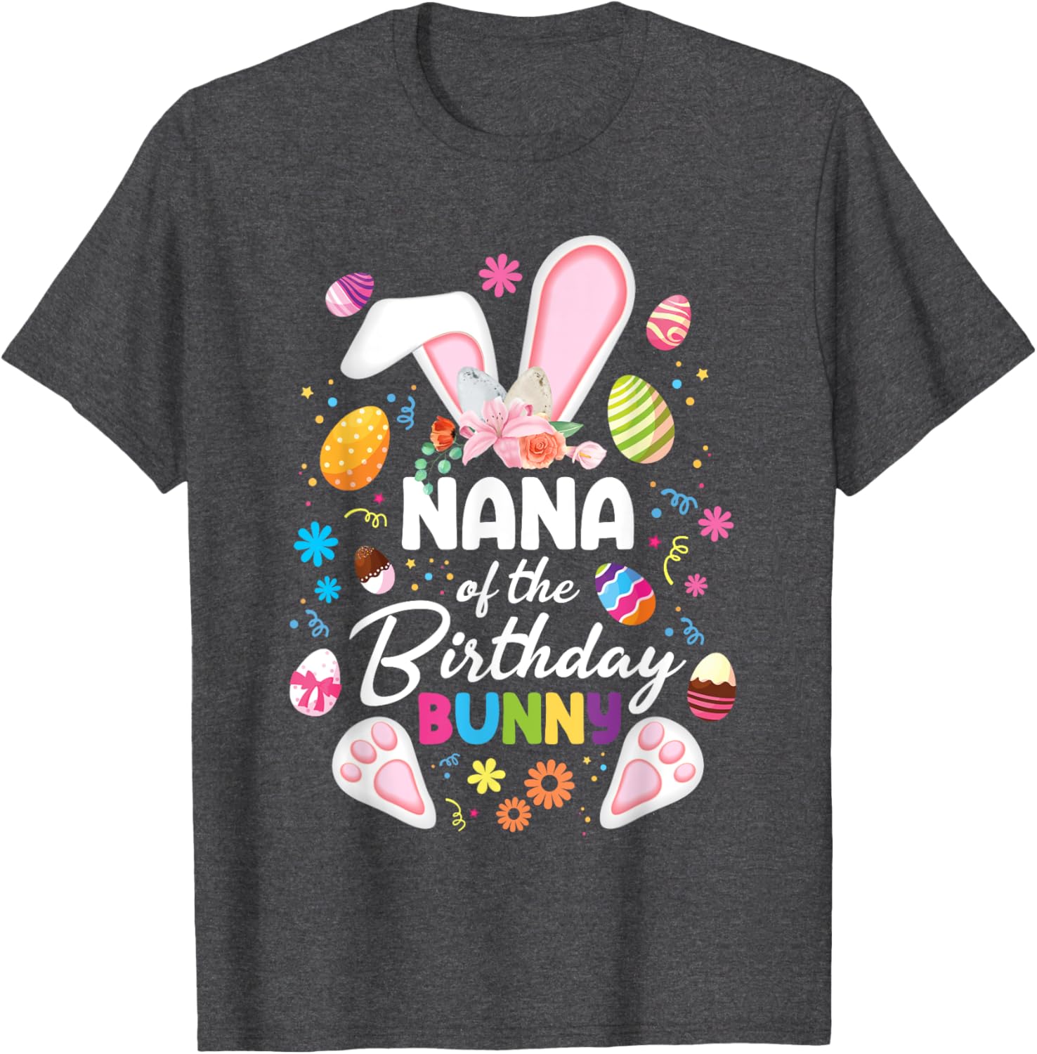 Nana Of The Birthday Bunny Easter Family Matching T-Shirt for Fun Celebrations - 3