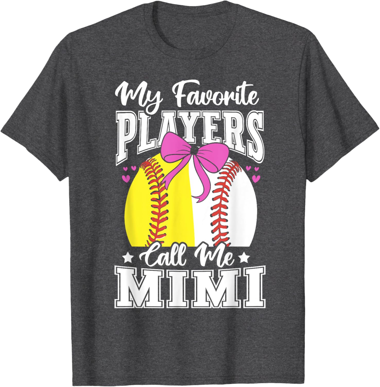 Baseball Grandma Favorite Softball Players Mimi Bow T-Shirt for Fans - 5
