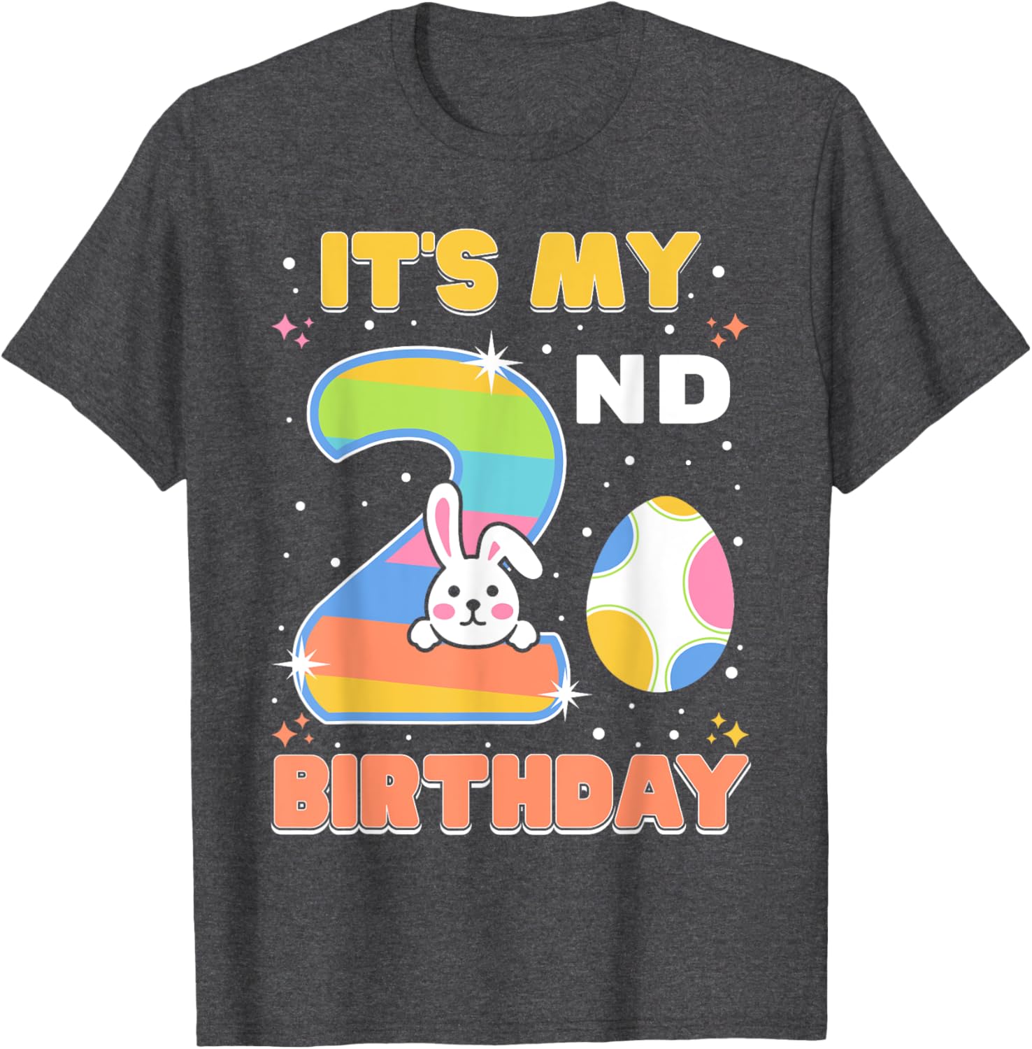 Cute Easter Bunny 2nd Birthday T-Shirt for Boys and Girls Age 2 - 13