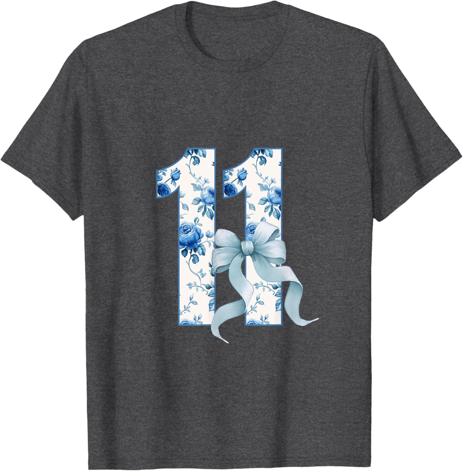 Adorable Birthday Girl Coquette Blue Bow T-Shirt for 11th Birthday Celebrations - 2