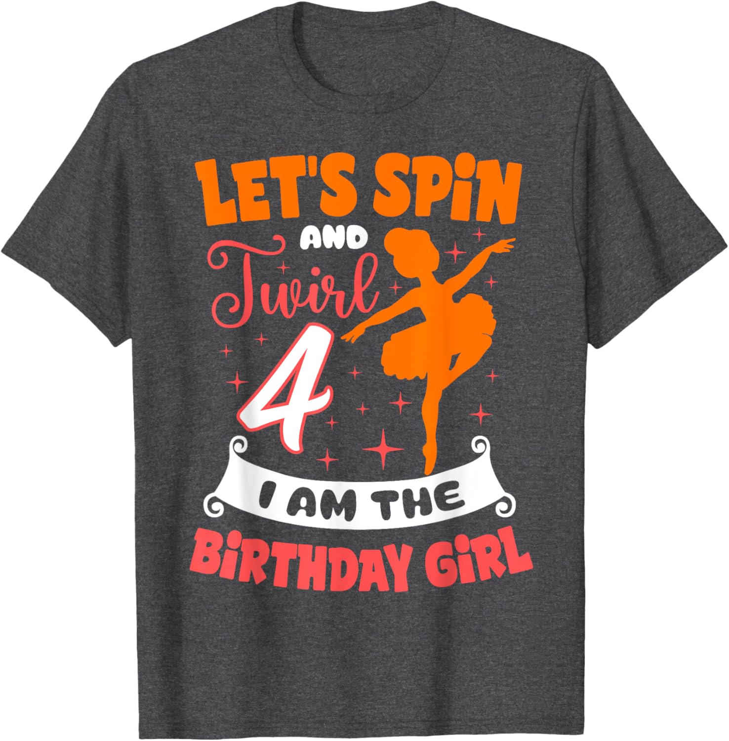 Ballerina Birthday Girl 4th Bday Pointe T-Shirt for Young Dancers - 3