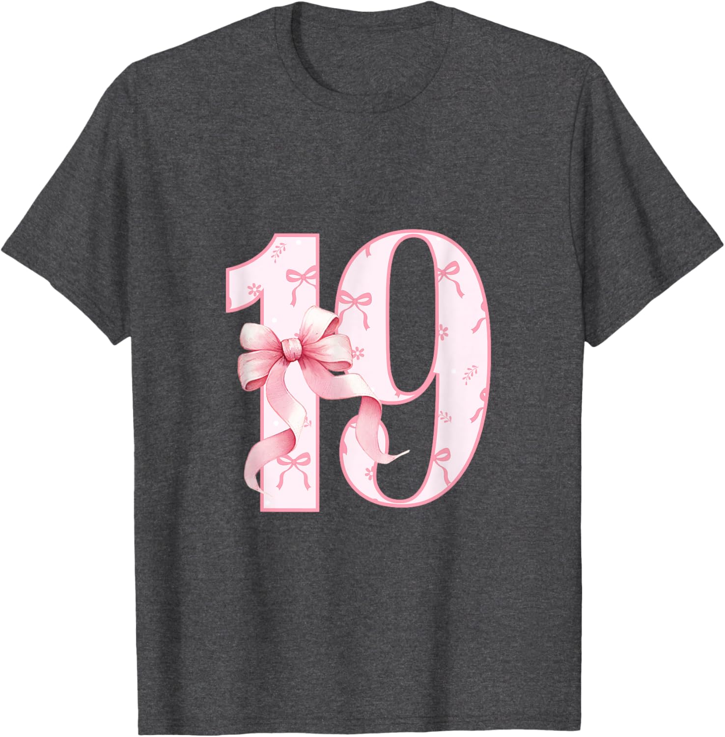 Cute Pink Coquette Bow 19th Birthday Girl T-Shirt for Celebrations - 15