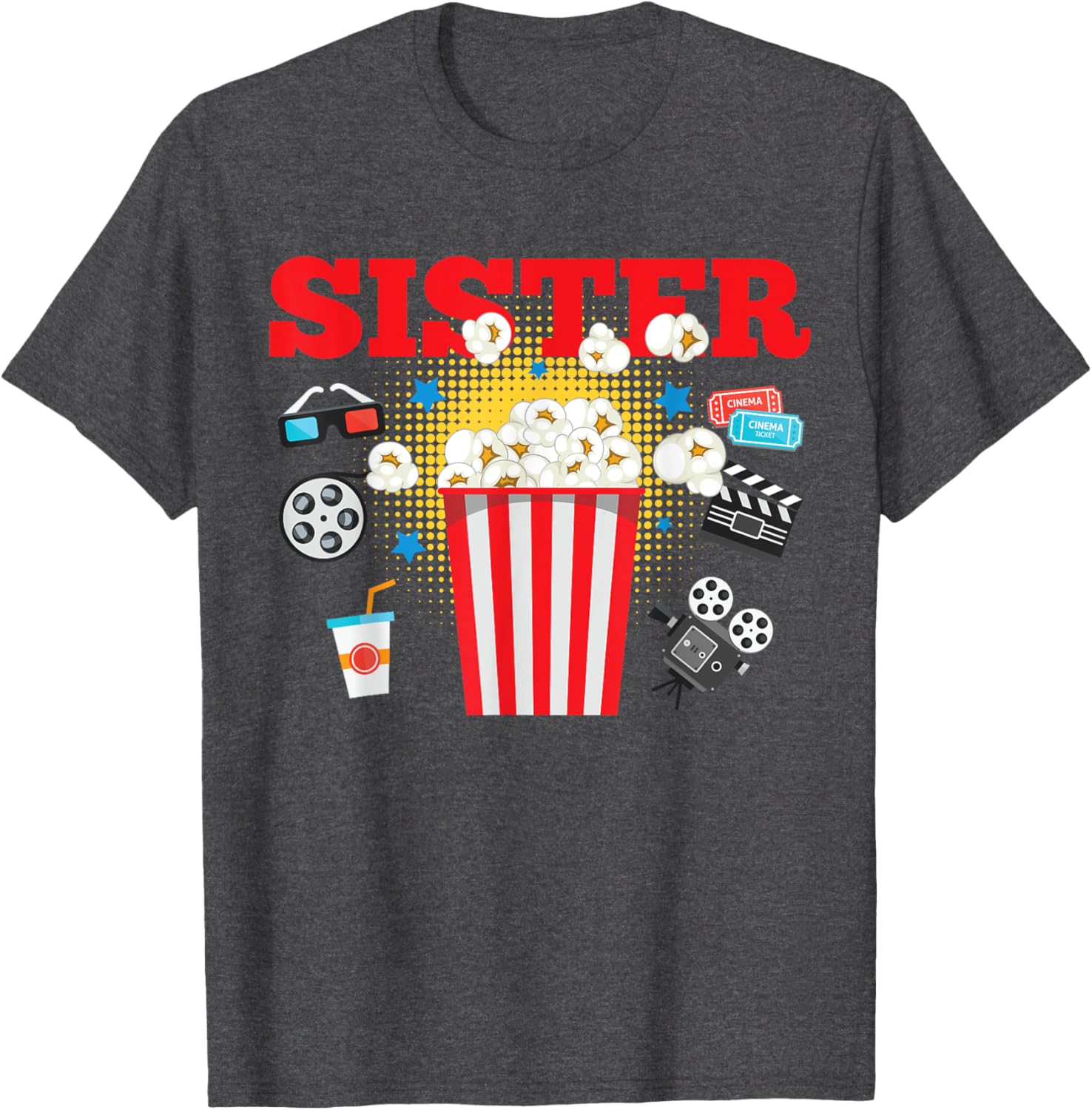 Sister Movie Night Party T-Shirt for Fun Birthday Celebrations - 4
