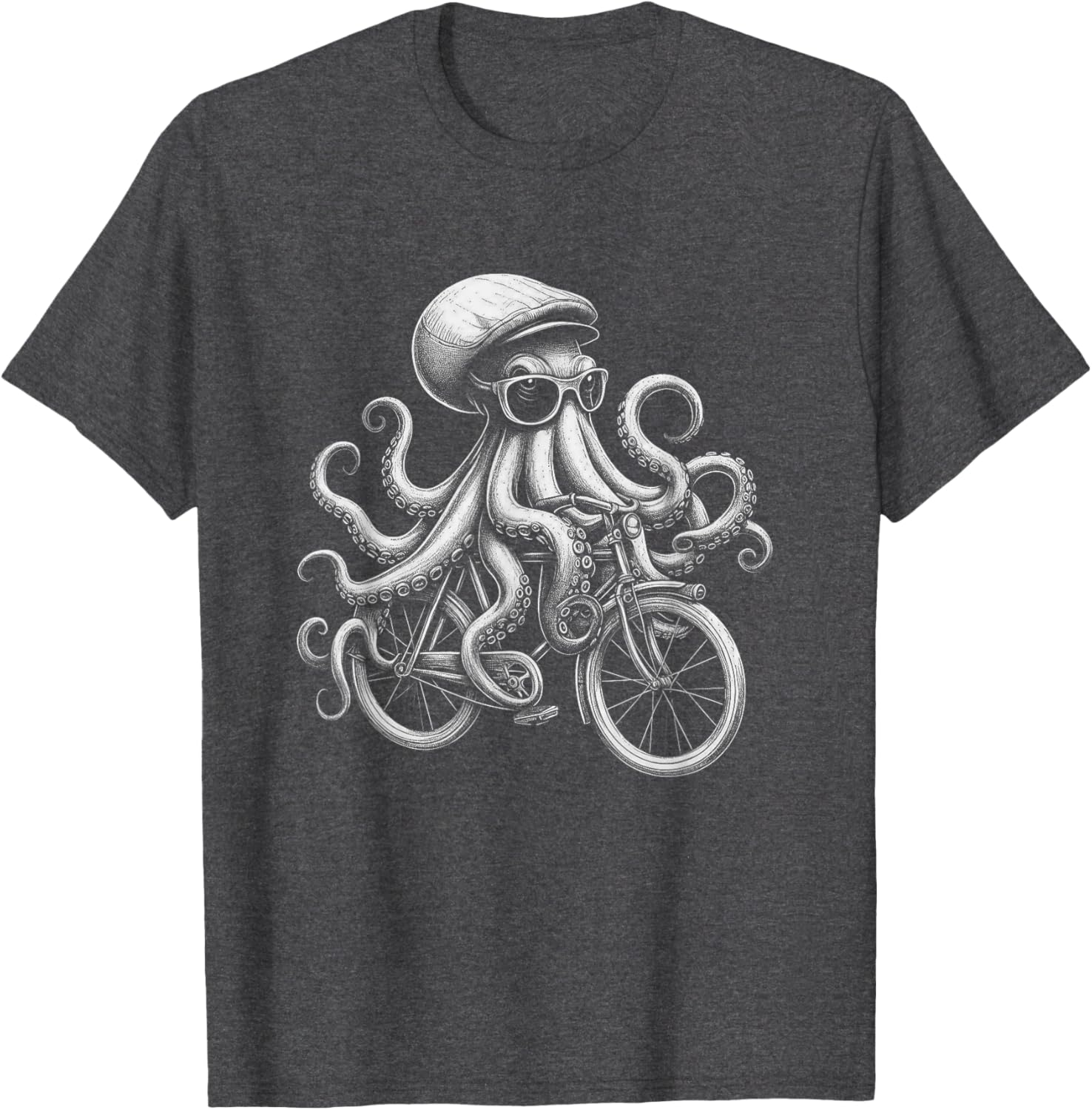 Cool Octopus Riding Bicycle T-Shirt Fun and Unique Graphic Tee for Everyone - 11