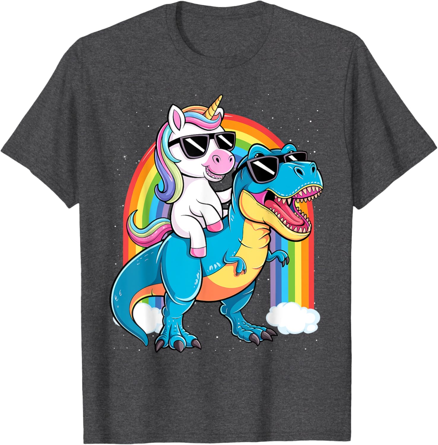 Unicorn Riding T Rex Dinosaur T-Shirt for Kids and Adults Fun Tee - 3