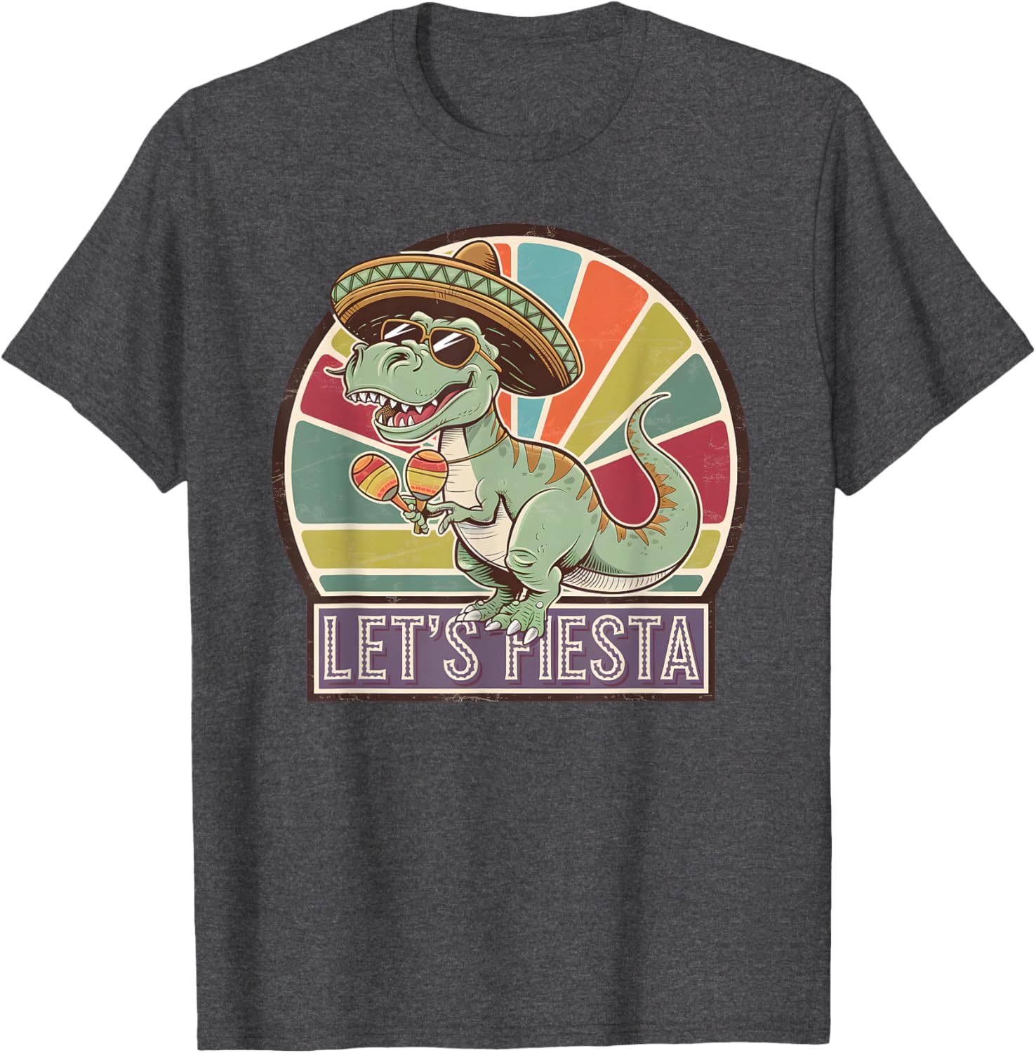 Lets Fiesta Mexican Dino T-Rex Cinco de Mayo Toddler Boys T-Shirt - 14