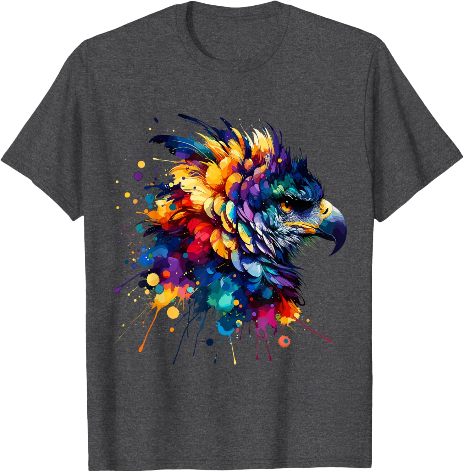 Colorful Harpy Eagle Splash Art T-Shirt for Nature Lovers and Wildlife Fans - 9