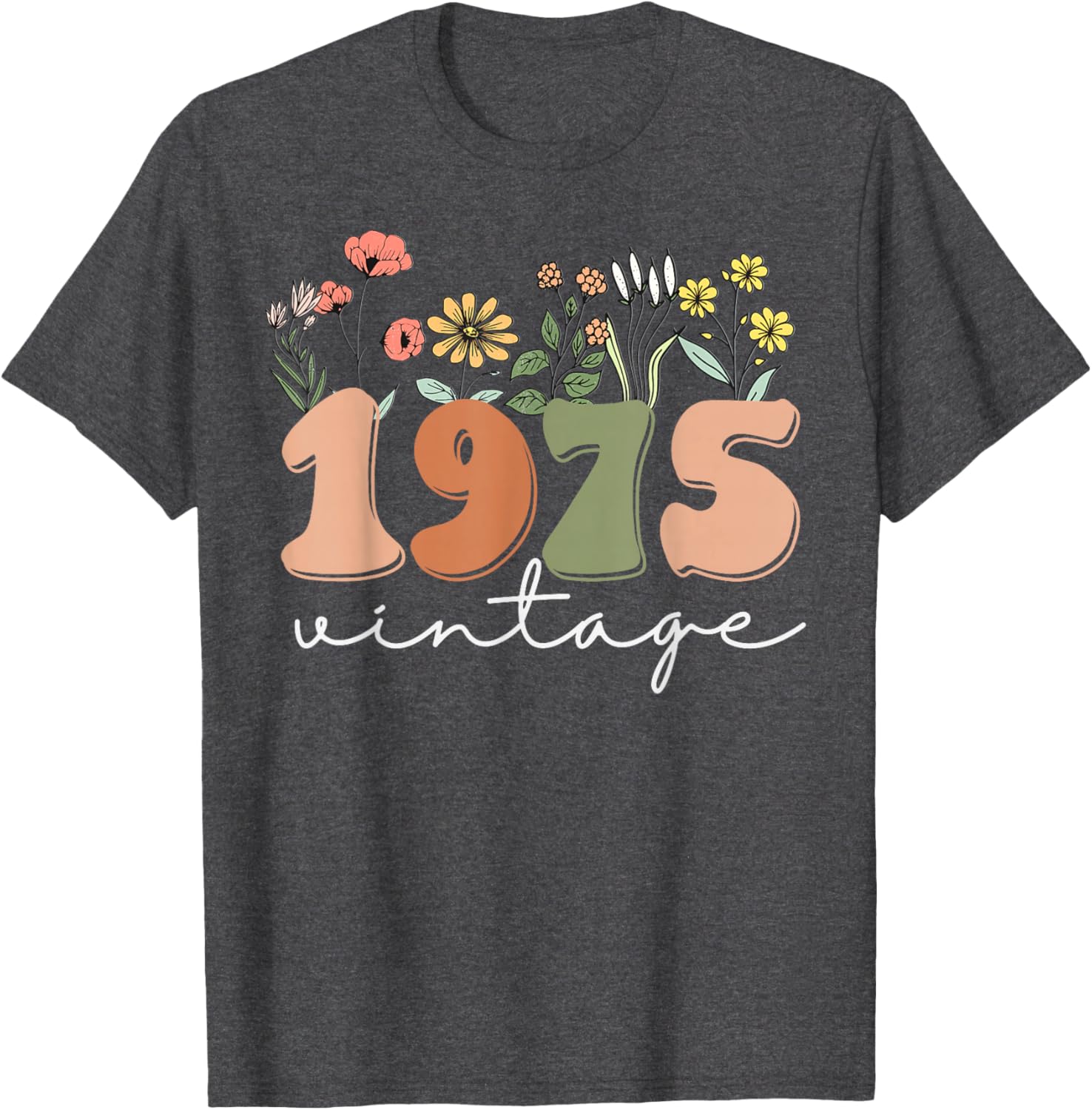 Vintage 1975 50th Birthday Wildflower T-Shirt for Women - 23