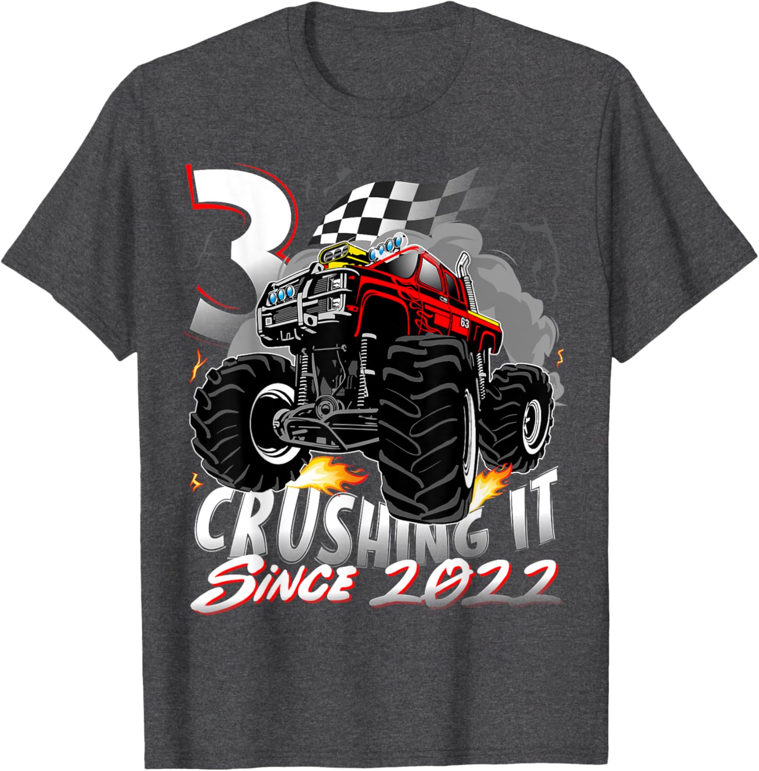 Cool Monster Truck Birthday T-Shirt for 3 Year Old Boys Born 2022 - 6