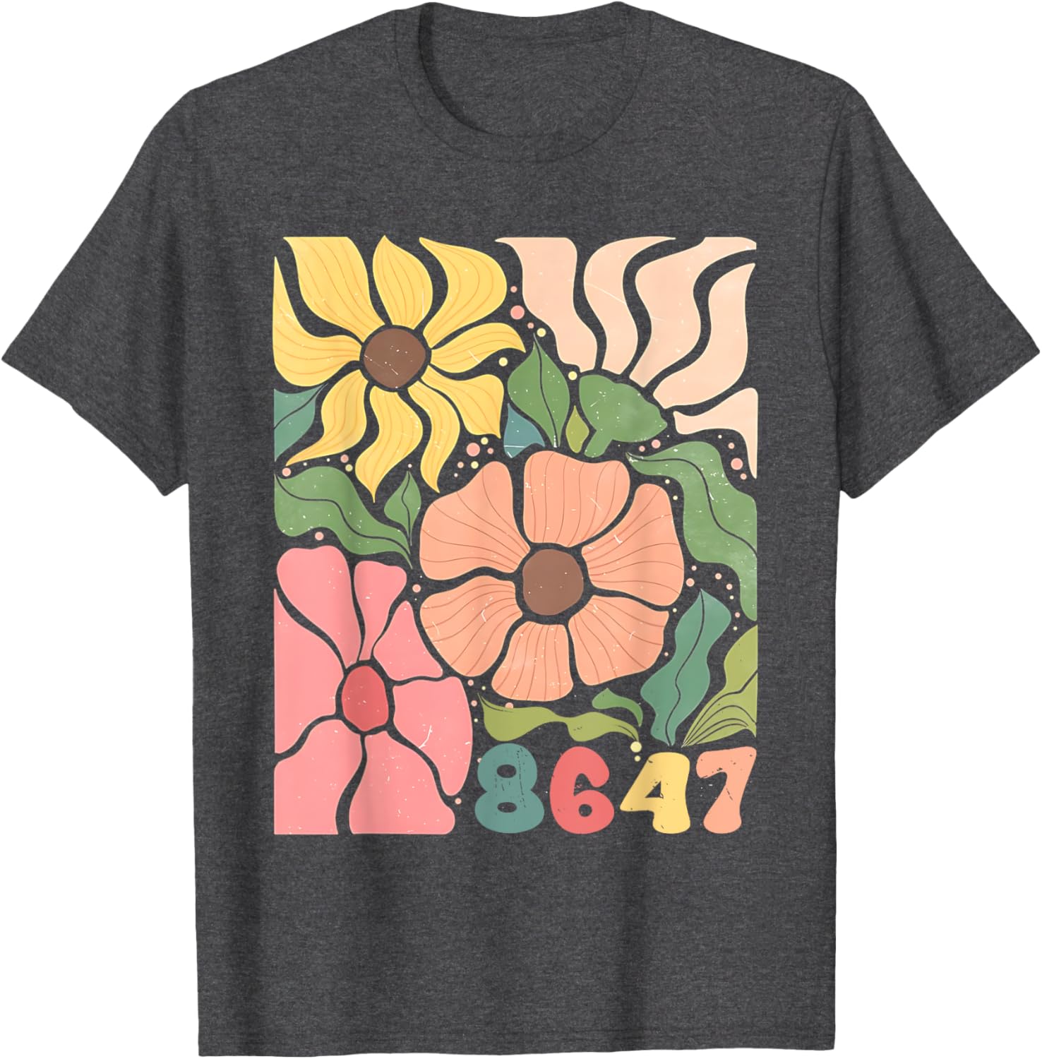 Boho Style Floral T-Shirt with Subtle Anti Trump Design for Women - 10