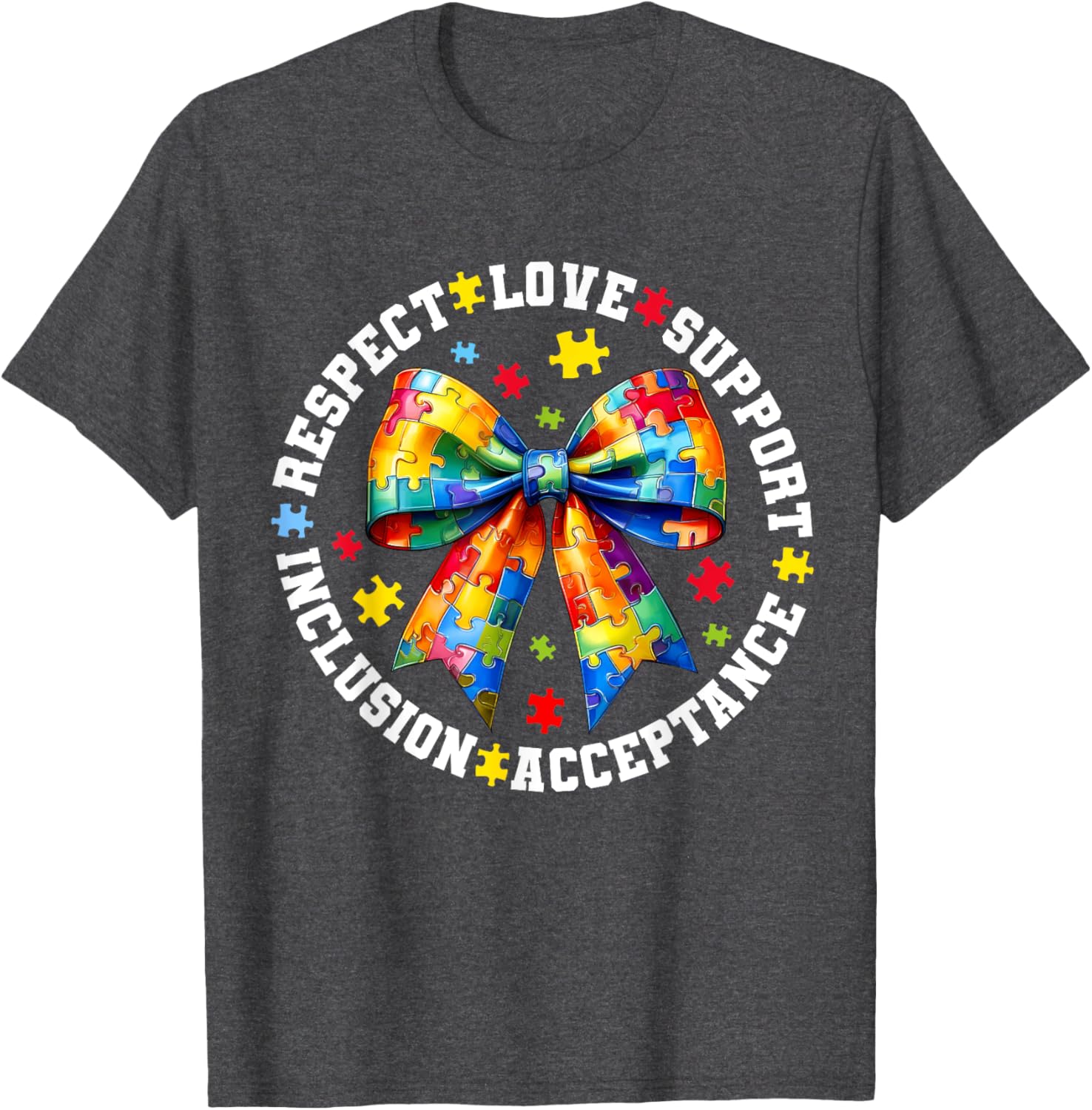 Autism Awareness Coquette Bow T-Shirt for Girls and Women - 3