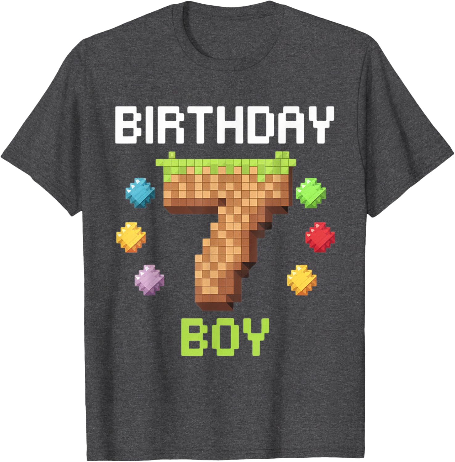 Birthday Boy Gamer 7th Birthday Pixel Number T-Shirt for Kids - 13