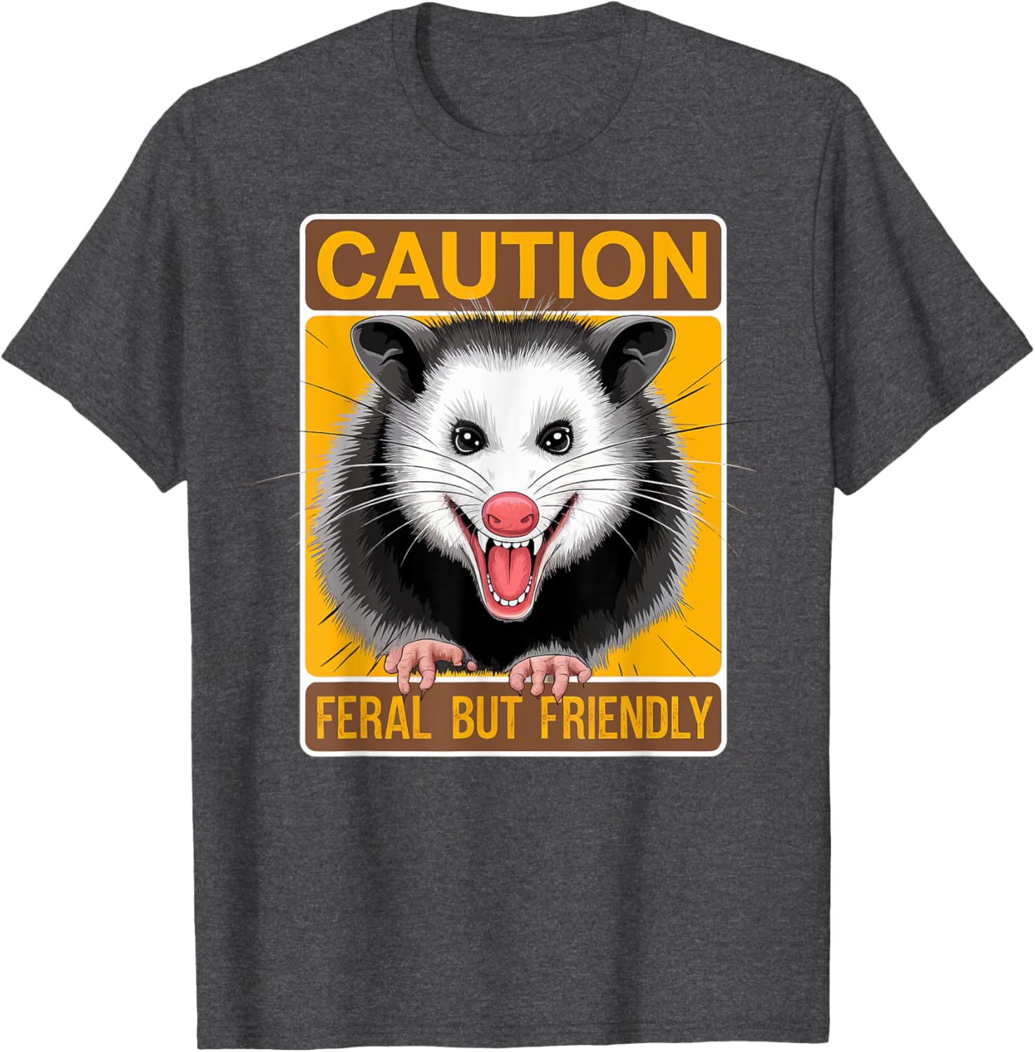 Caution Feral But Friendly Opossum T-Shirt for Animal Lovers - 16