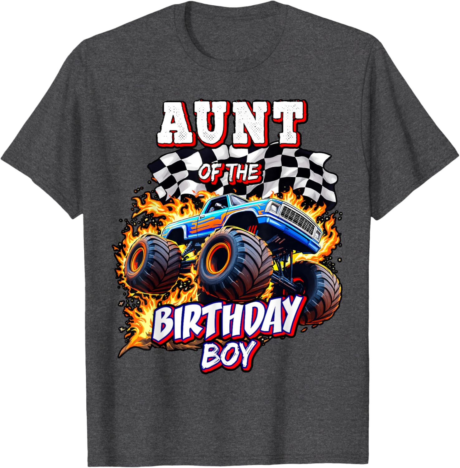 Monster Truck Birthday Party T-Shirt for Aunt of the Birthday Boy - 6