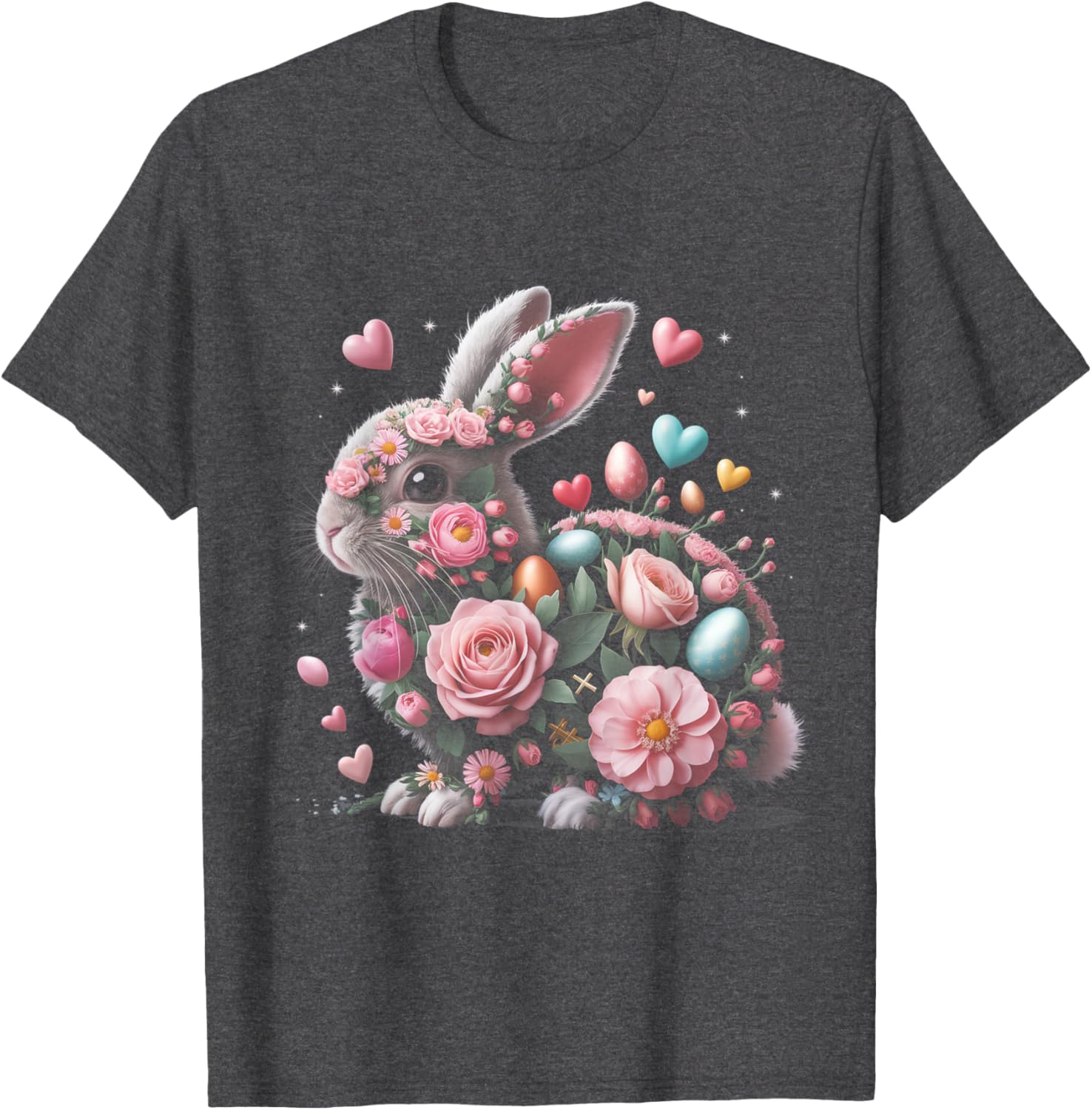 Whimsical Floral Easter Bunny Spring Aesthetic T-Shirt for Fun Celebrations - 4