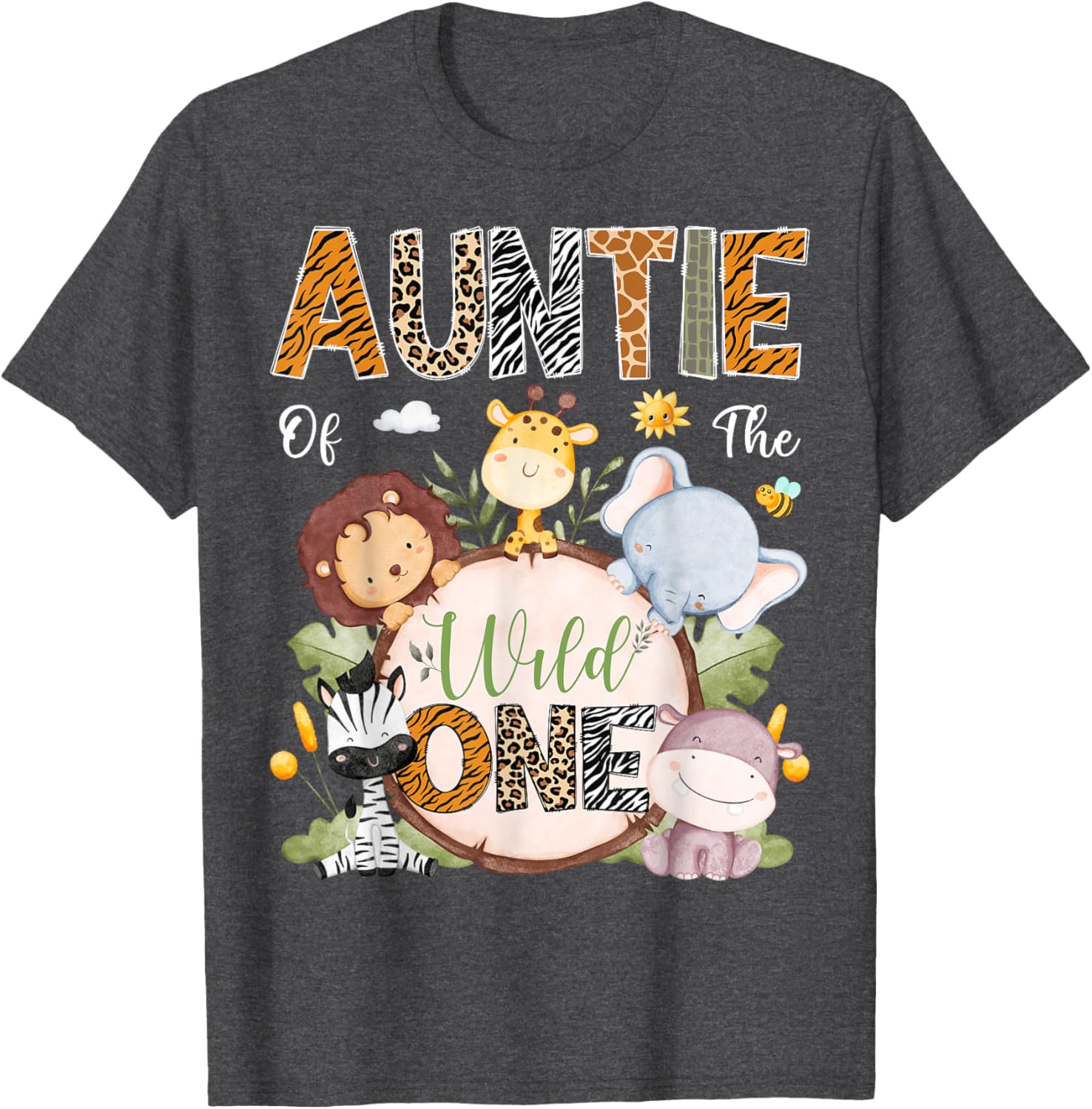 Auntie Of The Wild One 1st Birthday Safari Jungle Animals T-Shirt - 9