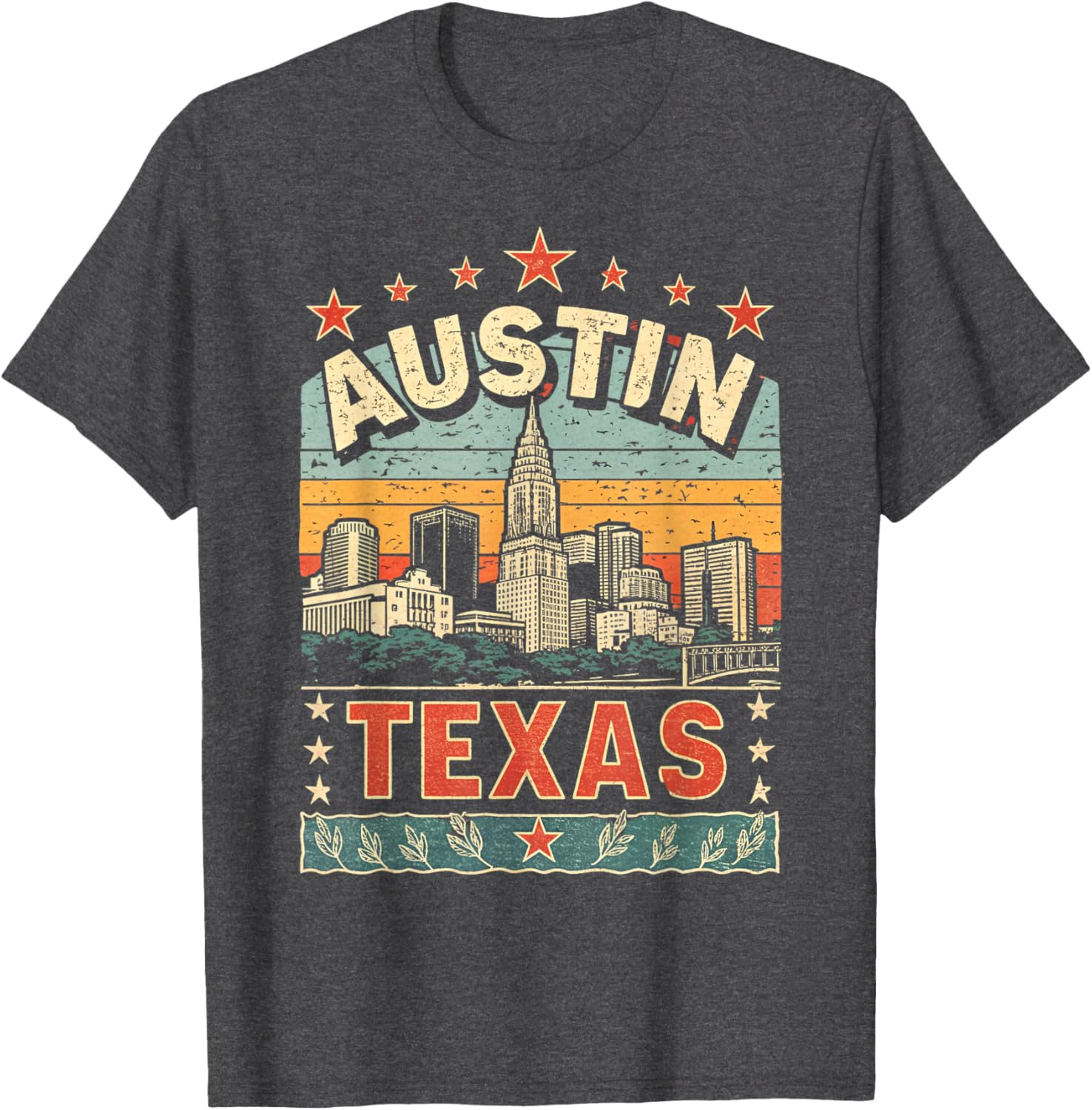 Austin Texas Skyline Vintage Graphic T-Shirt for City Lovers - 5