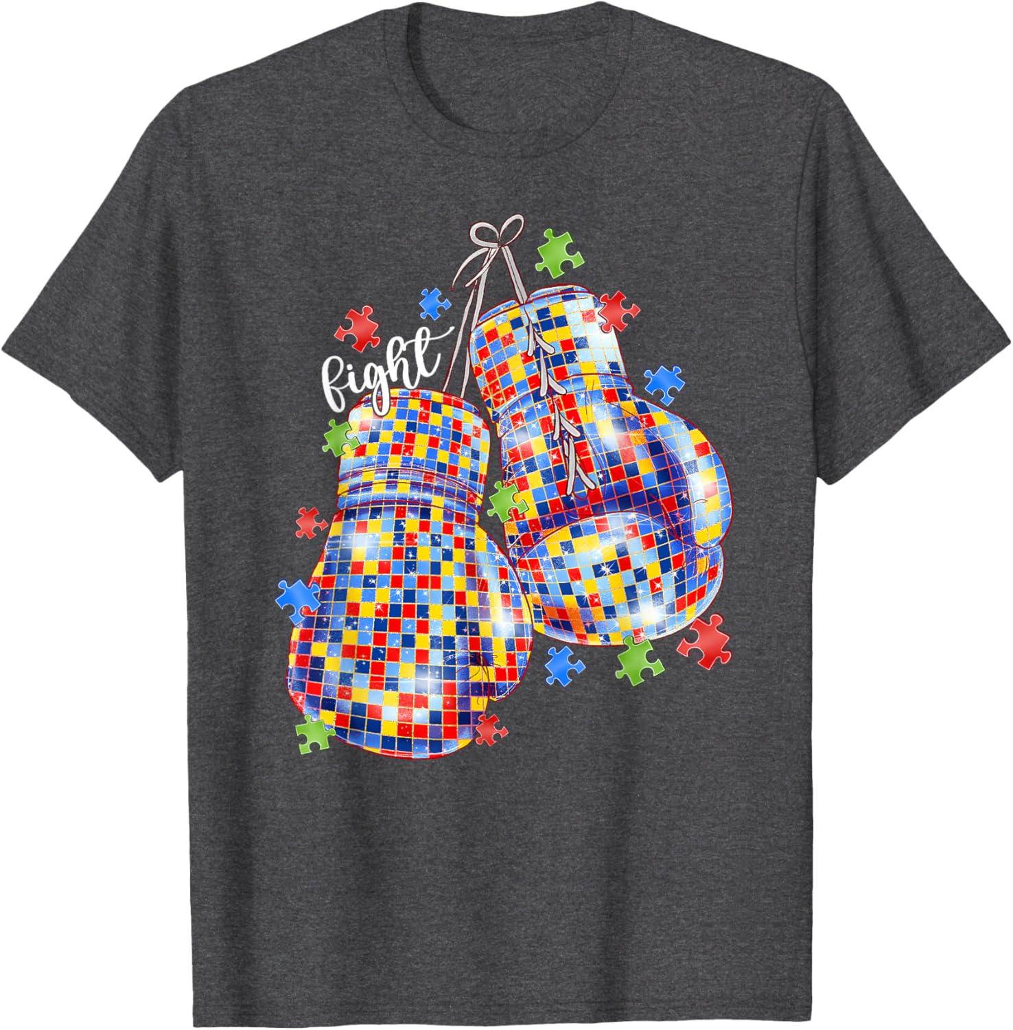 Autism Awareness Puzzle Piece Boxing Gloves T-Shirt for All Ages - 6