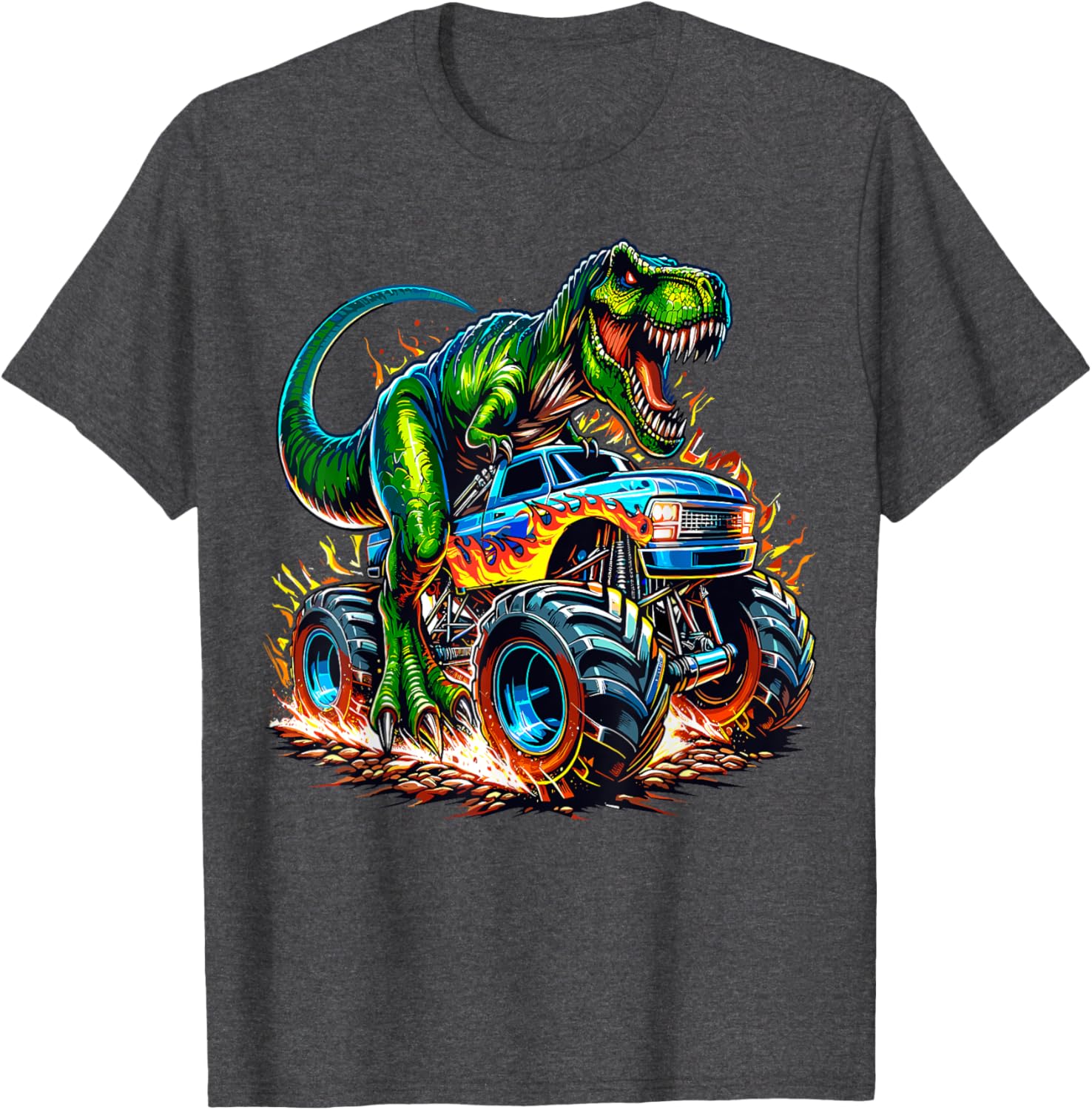 Monster Truck Dinosaur Birthday Party T-Shirt for Kids Fun Celebration - 4