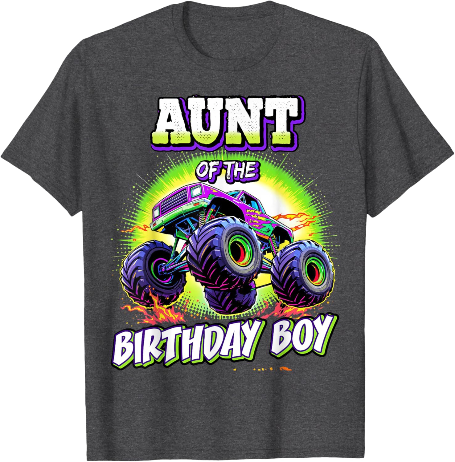 Aunt of the Birthday Boy Monster Truck T-Shirt for Fun Birthday Parties - 4
