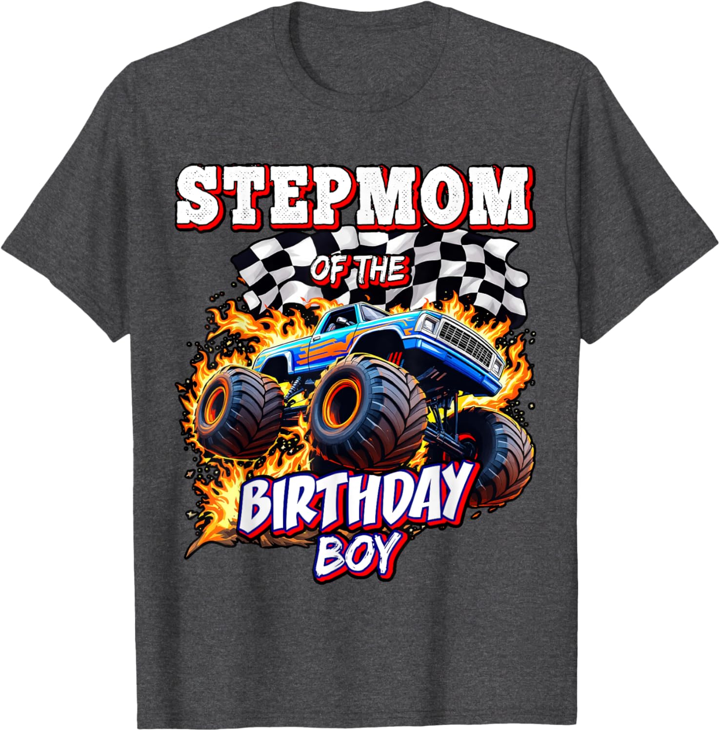 Stepmom of the Birthday Boy Monster Truck T-Shirt for Fun Celebrations - 6